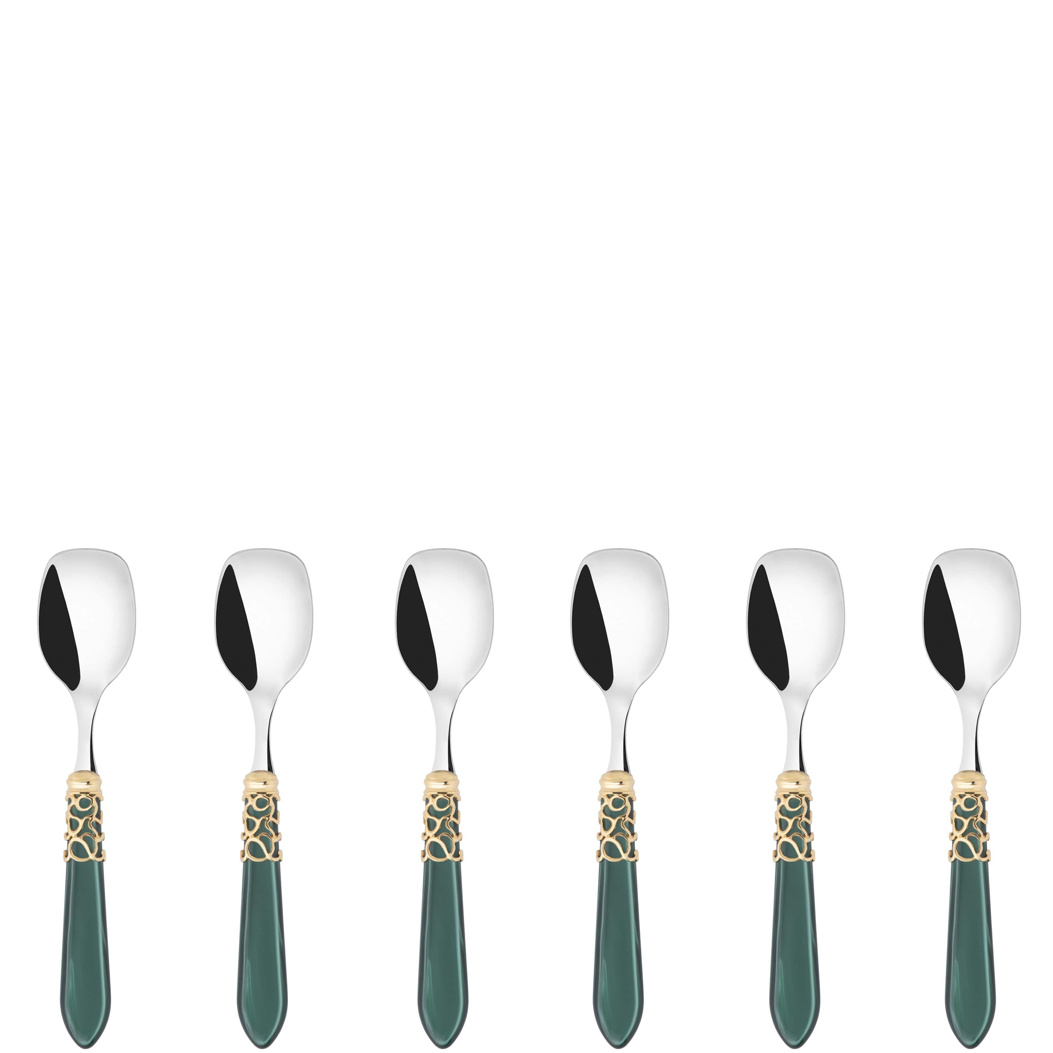 Melodia Gold Ice Cream Spoons Set in gift box - green