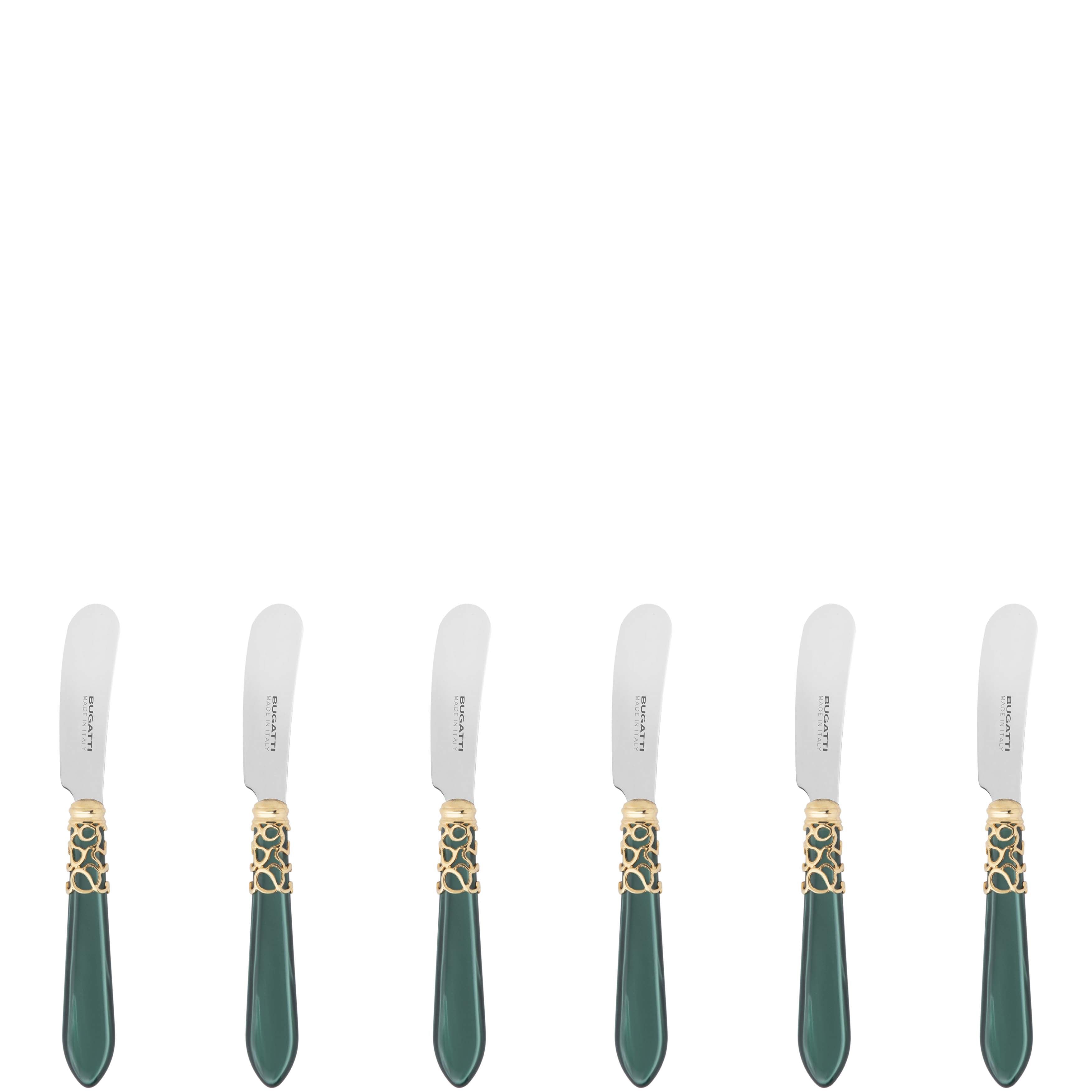 Melodia Gold Spreader / Butter Knife Set - green