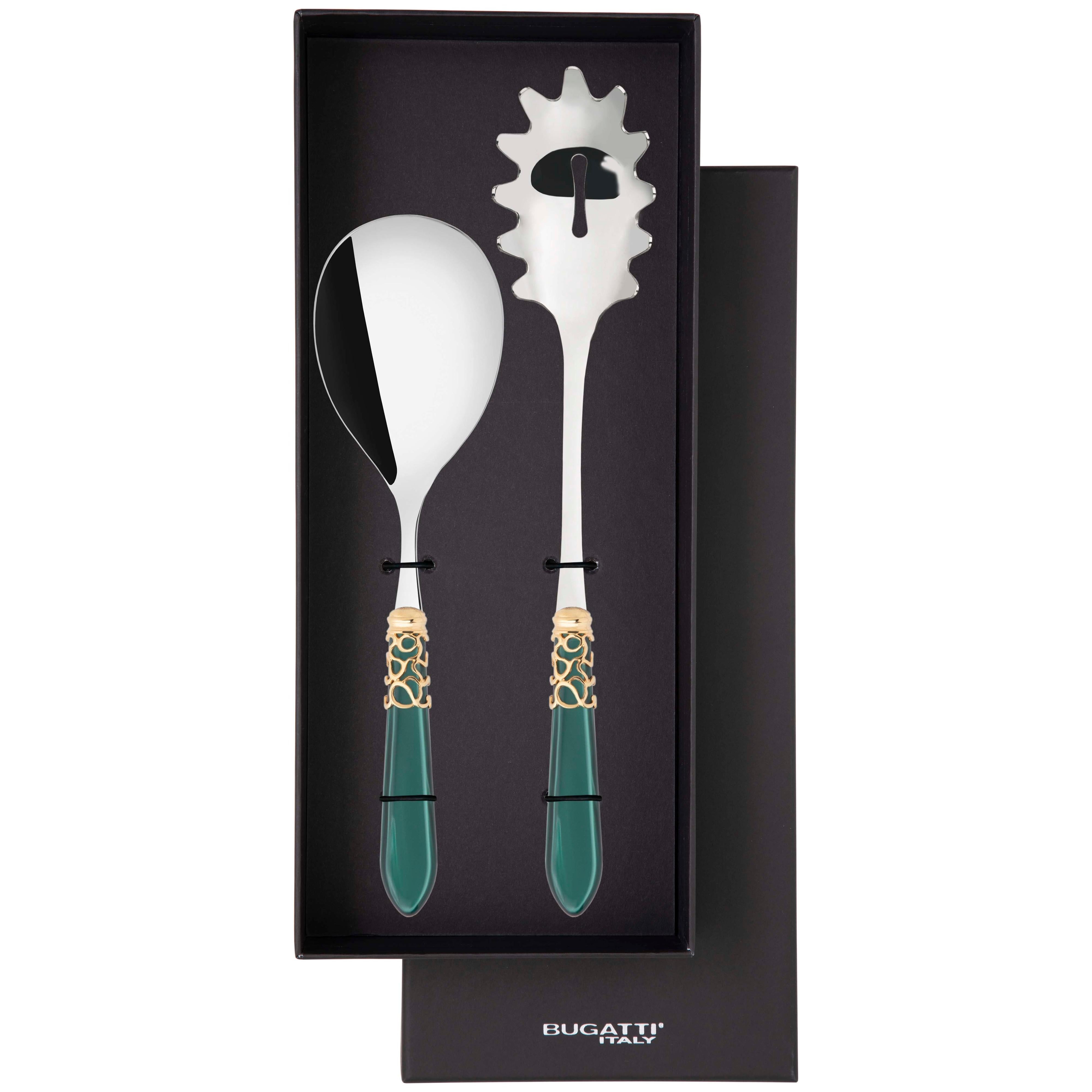 Melodia Gold 2 Piece Pasta Set in gift box - green