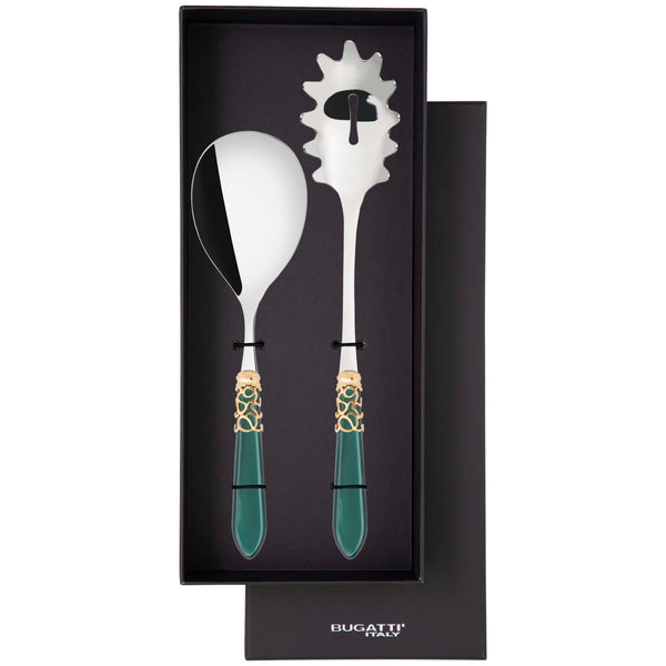 Melodia Gold 2 Piece Pasta Set in gift box - Emerald Green