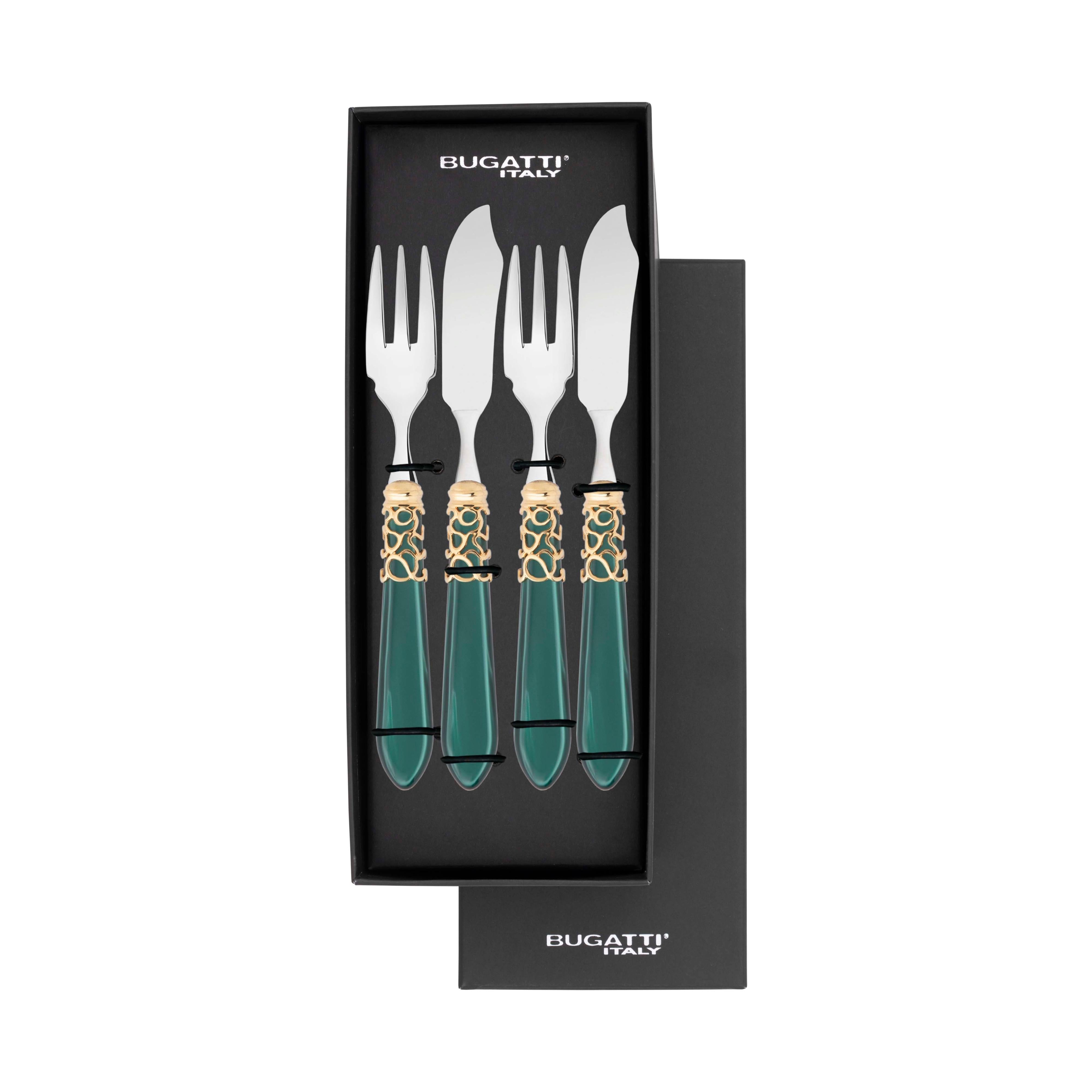 Melodia Gold 12 Piece Fish Set - green