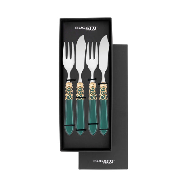 Melodia Gold 12 Piece Fish Set - Emerald Green