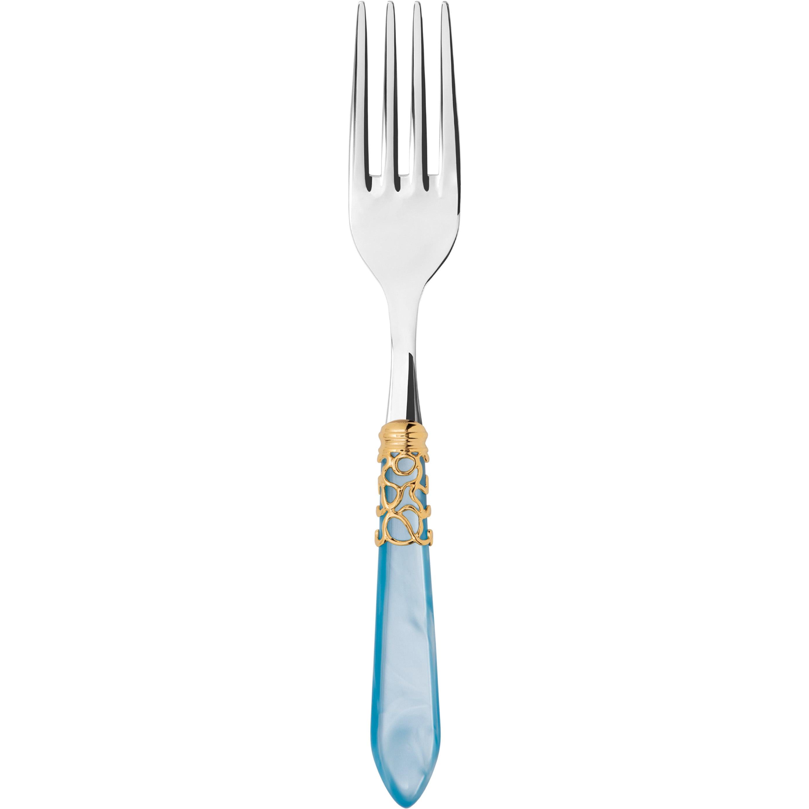 Melodia Gold Serving Fork - sky blue