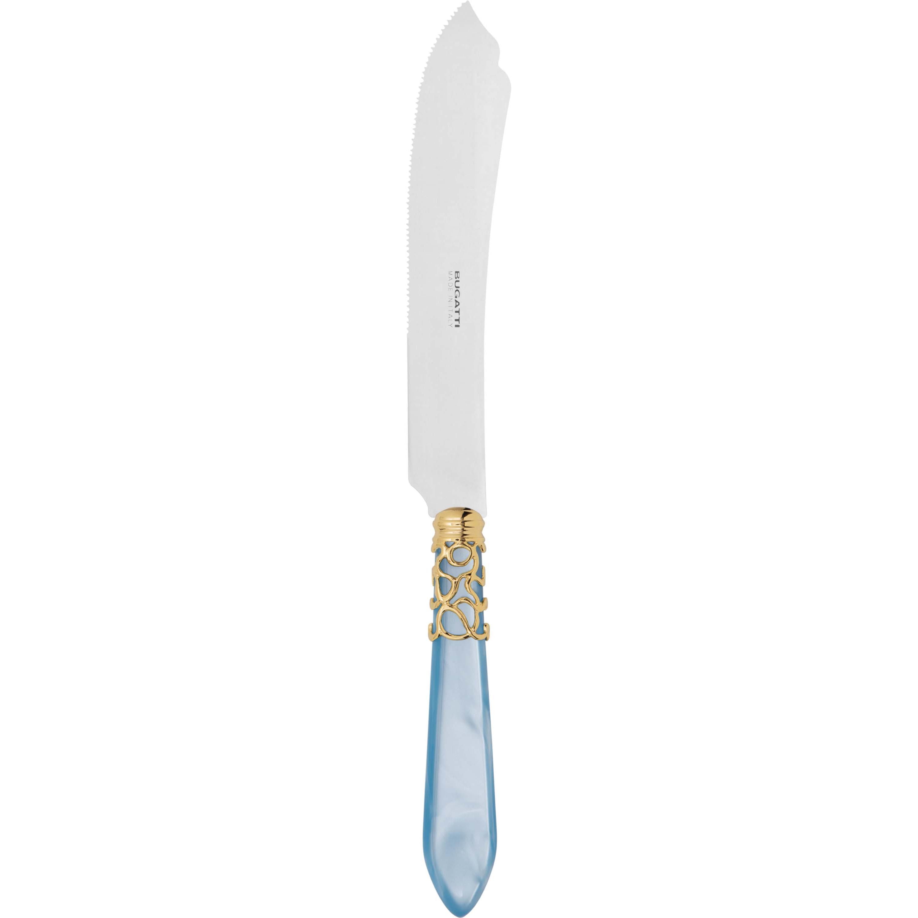 Melodia Gold Cake Knife 28 cm (11.02 inch) - sky blue