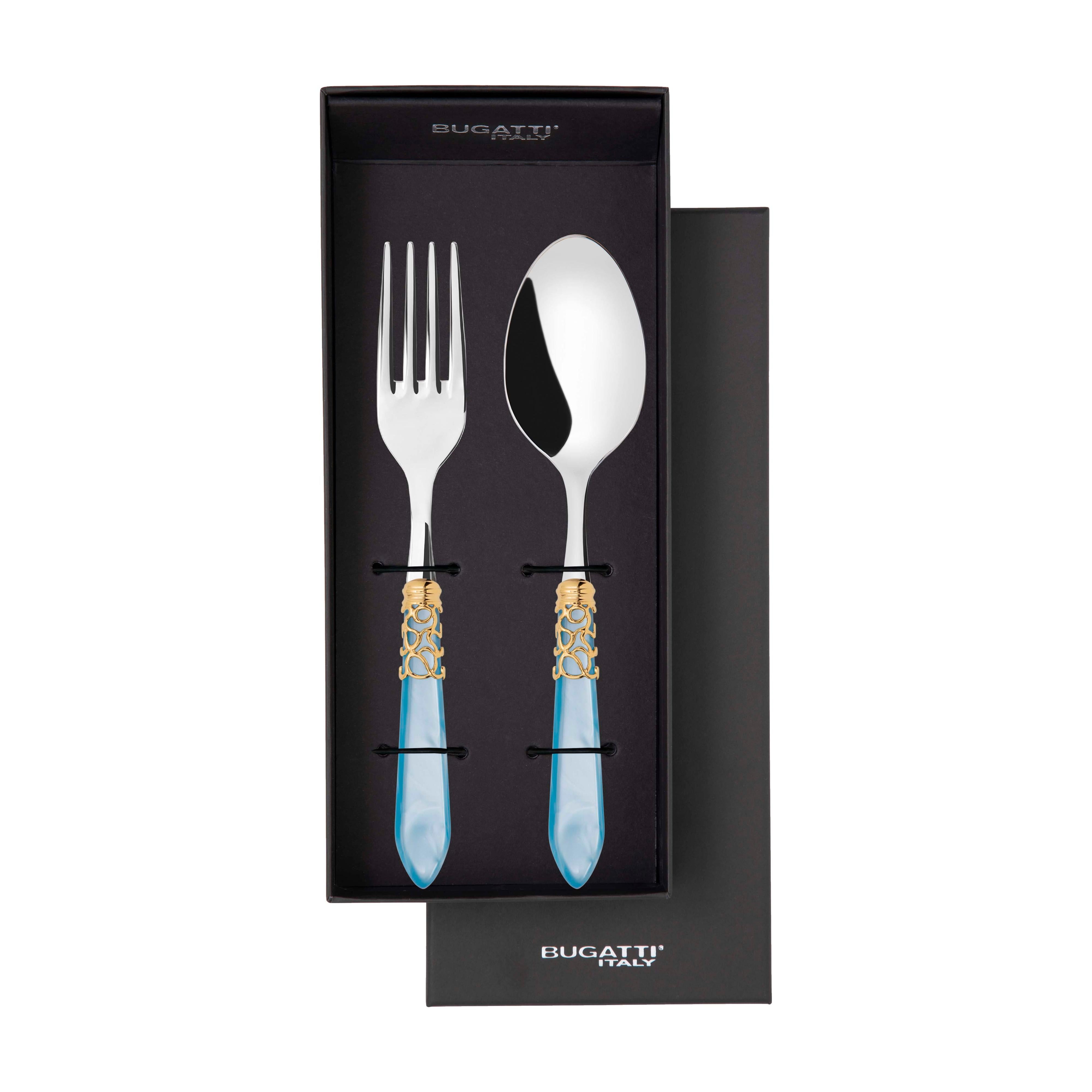 Melodia Gold 2 Piece Serving Set - Sky Blue
