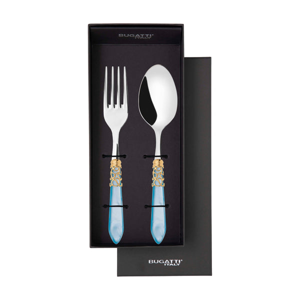 Melodia Gold 2 Piece Serving Set - Sky Blue