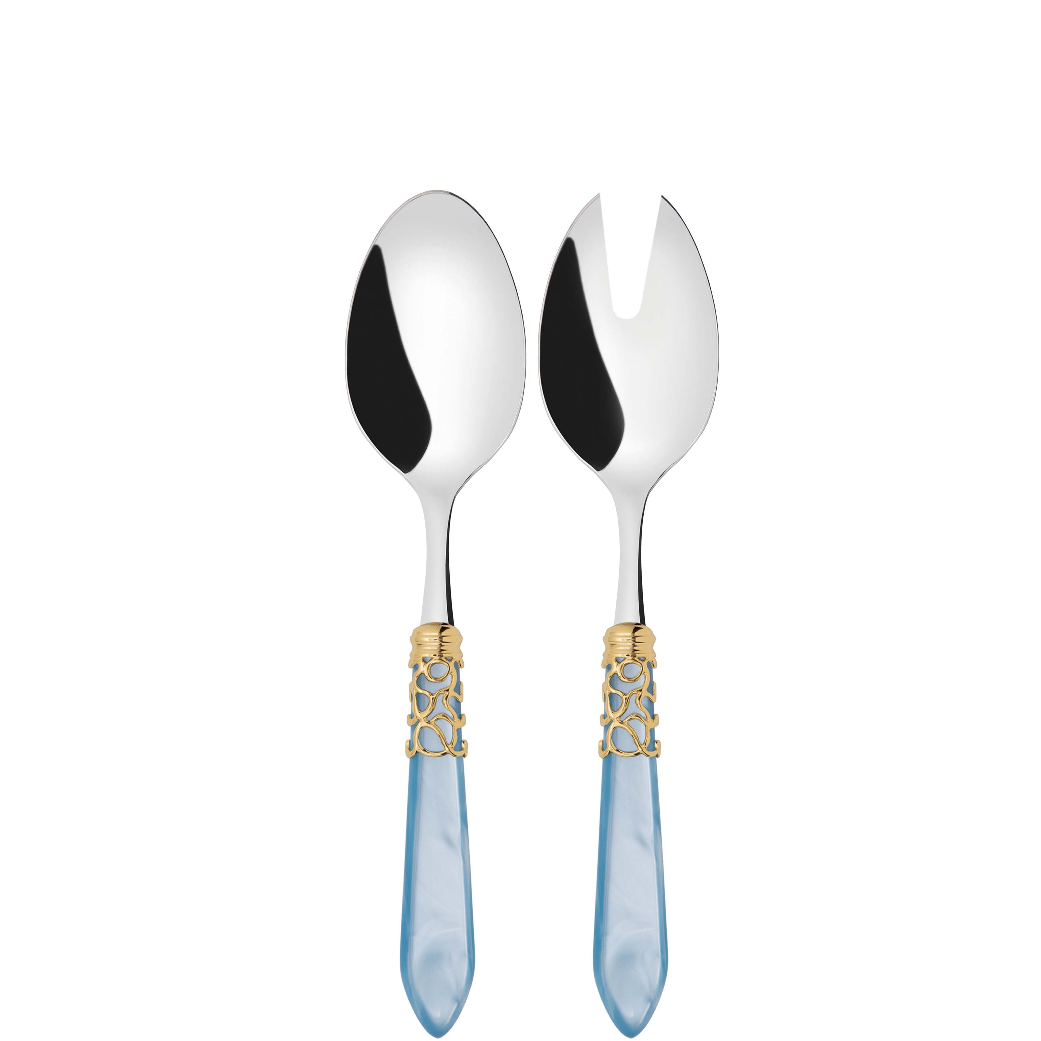 Melodia Gold 2 Piece Salad Servers - Sky Blue