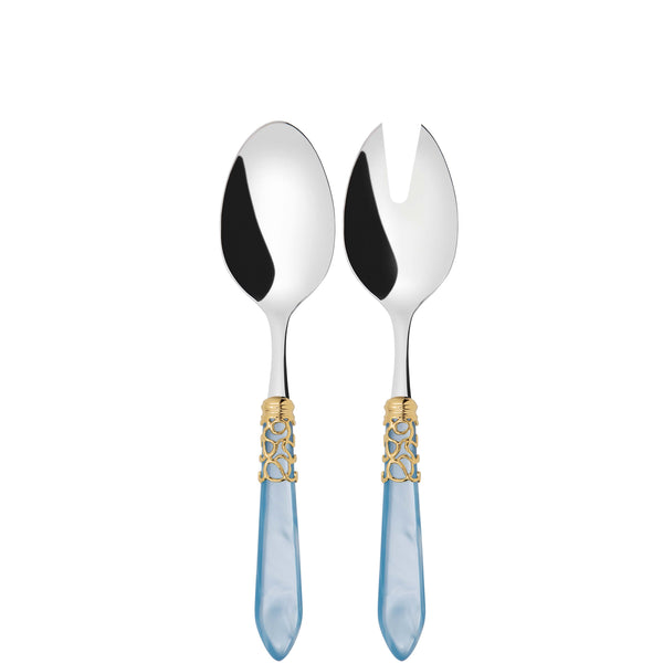 Melodia Gold 2 Piece Salad Servers - Sky Blue