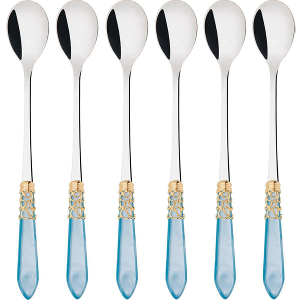 Melodia Gold Ice Tea / Cocktail Spoon Set - Sky Blue