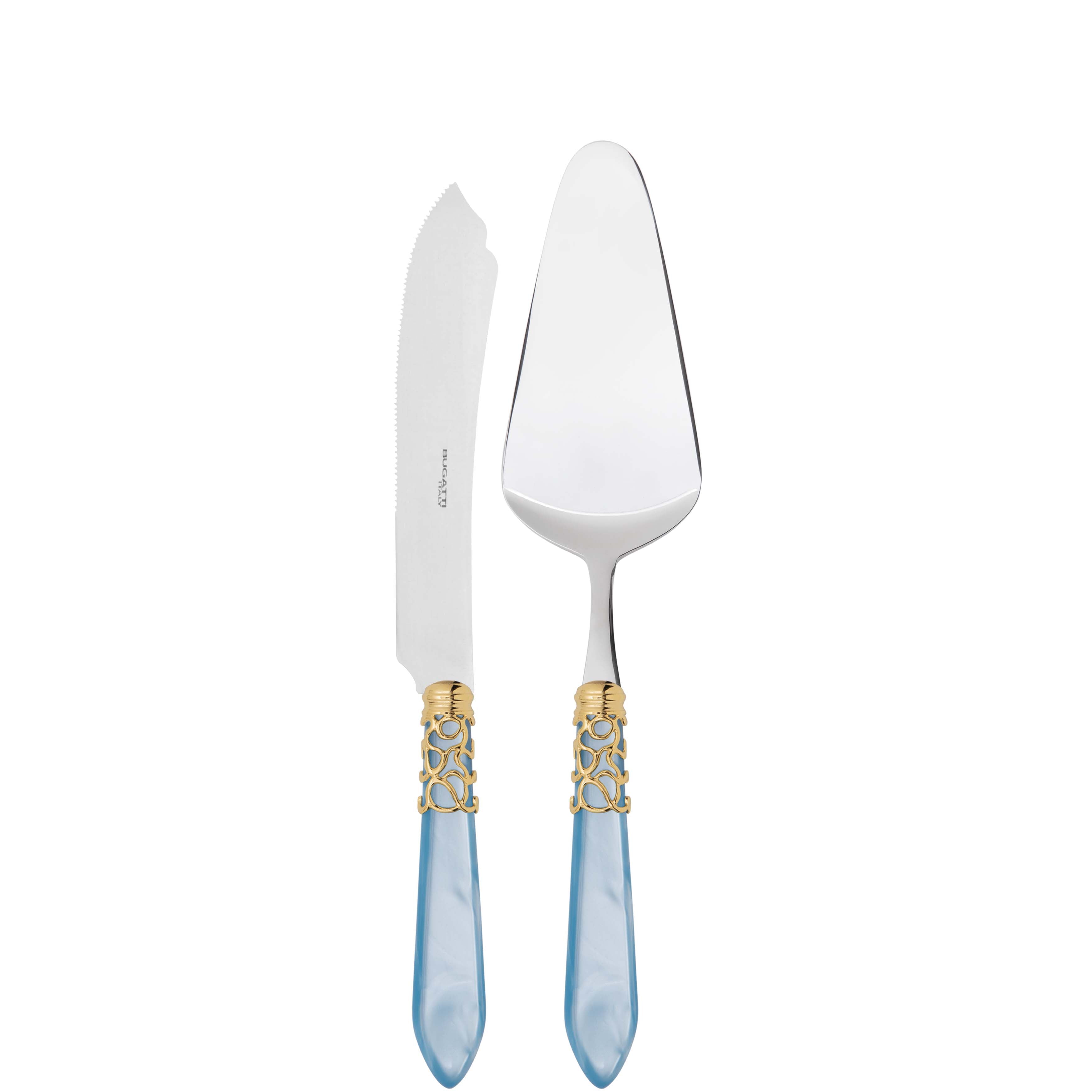 Melodia Gold 2 Piece Cake Serving set - Sky Blue