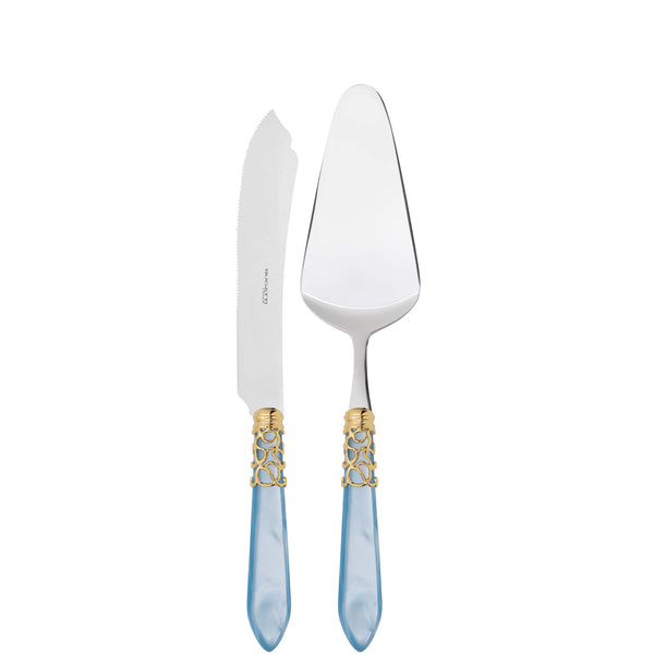 Melodia Gold 2 Piece Cake Serving set - Sky Blue