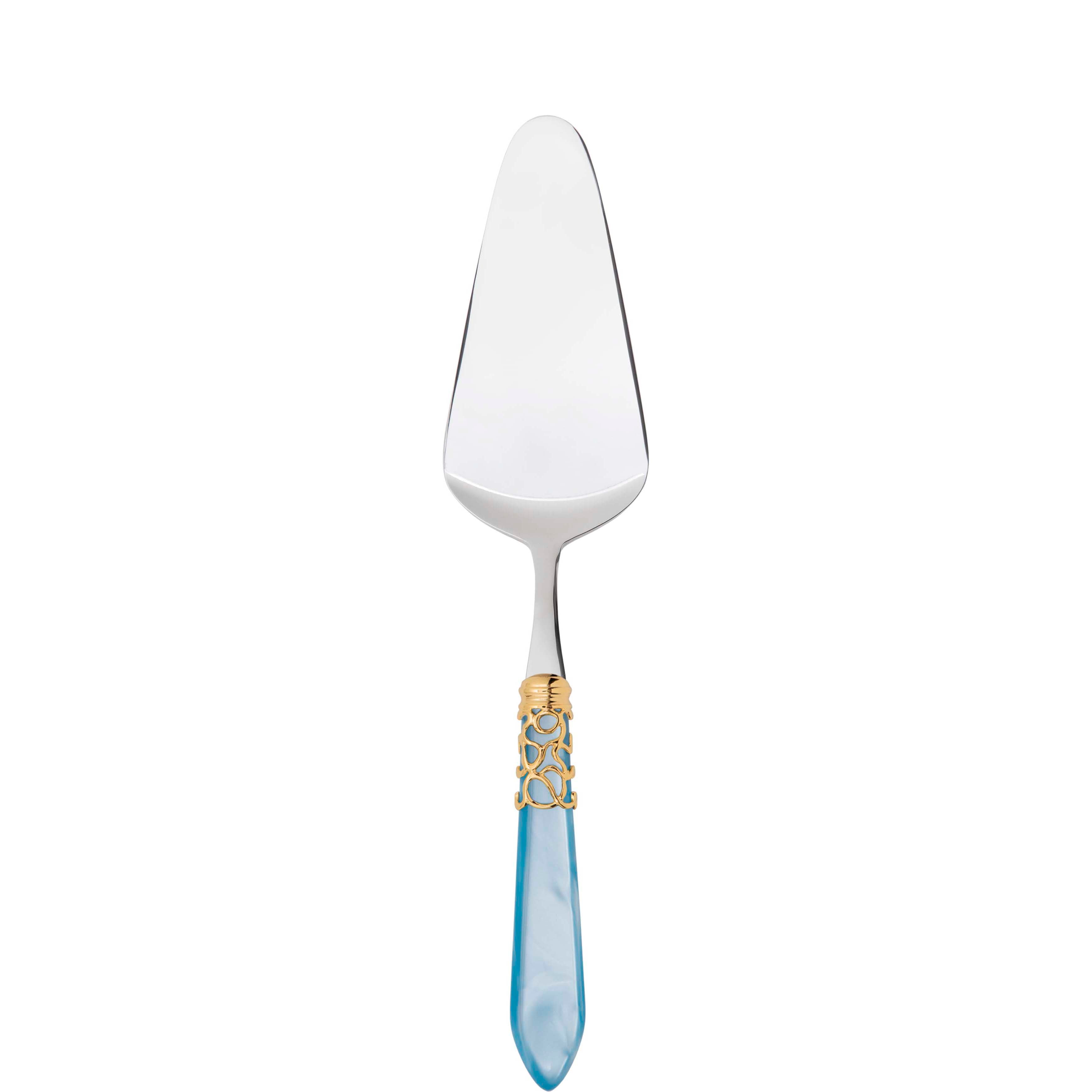 Melodia Gold Cake Server in gift box - sky blue