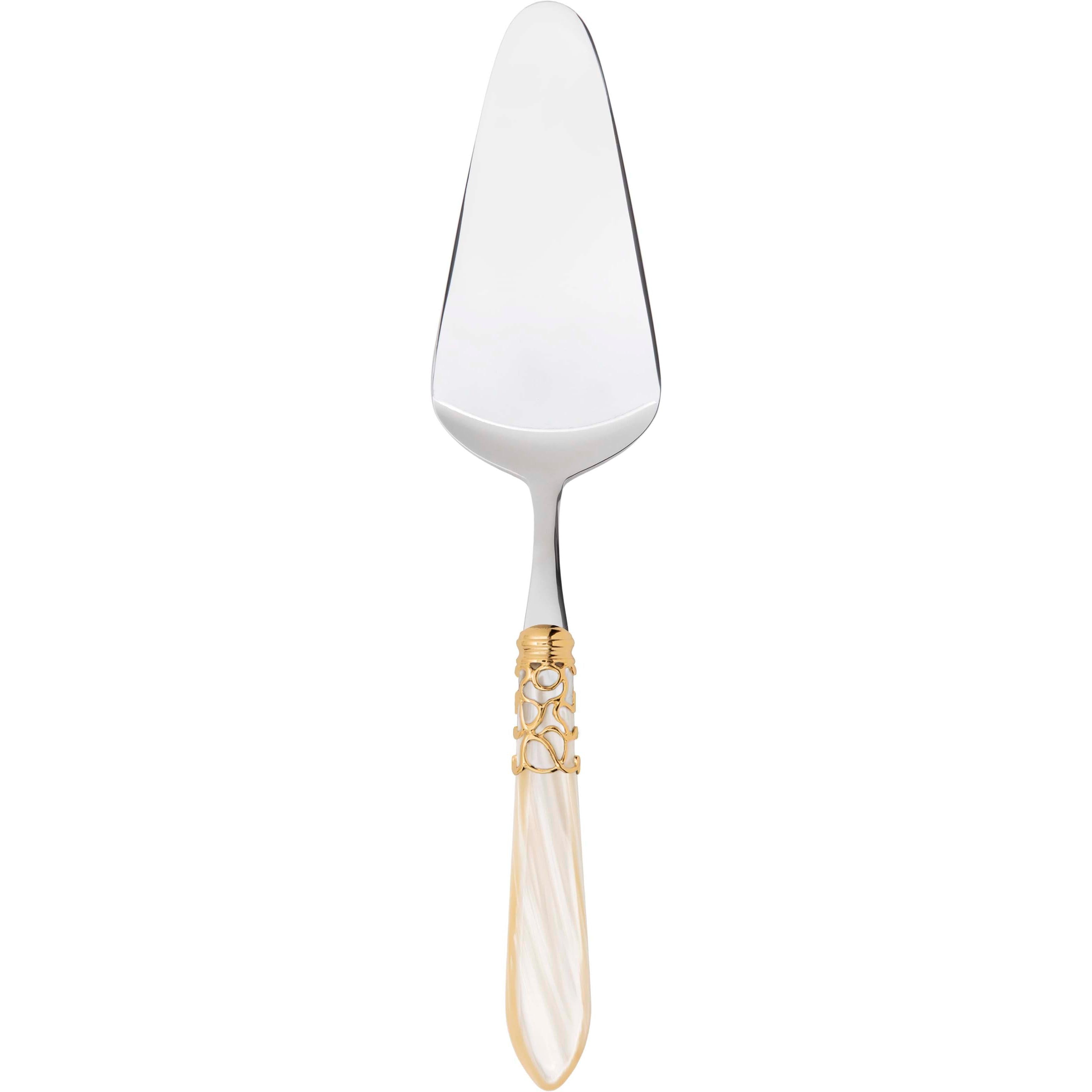 Melodia Gold Cake Server Rounded - ivory