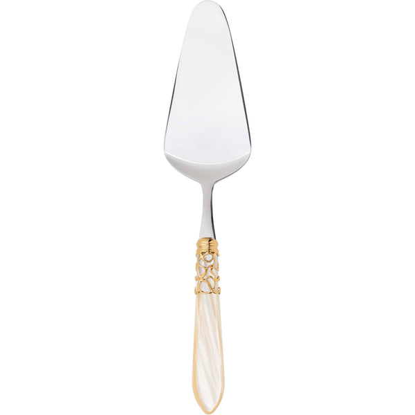 Melodia Gold Cake Server Rounded - Ivory