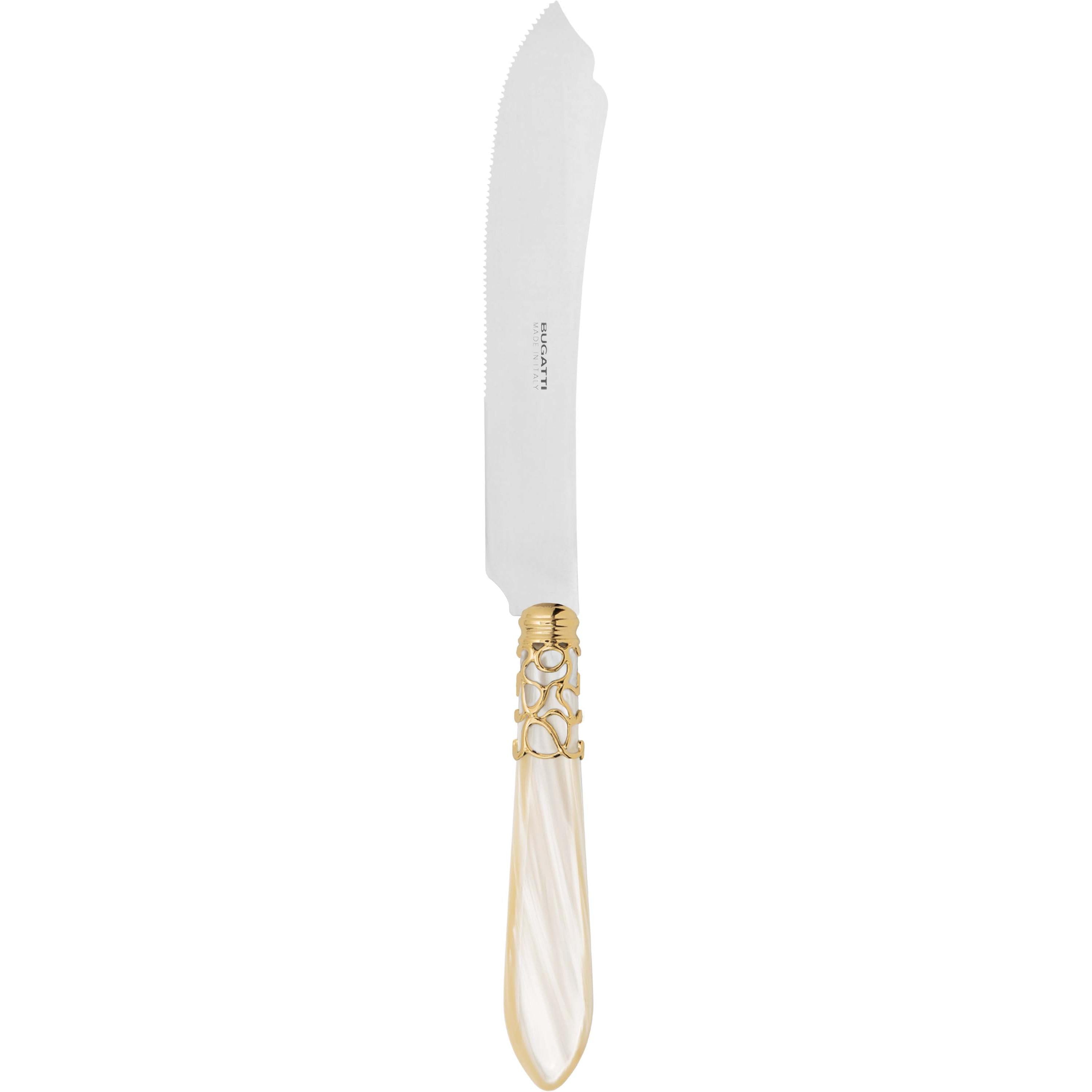 Melodia Gold Cake Knife 28 cm (11.02 inch) - ivory