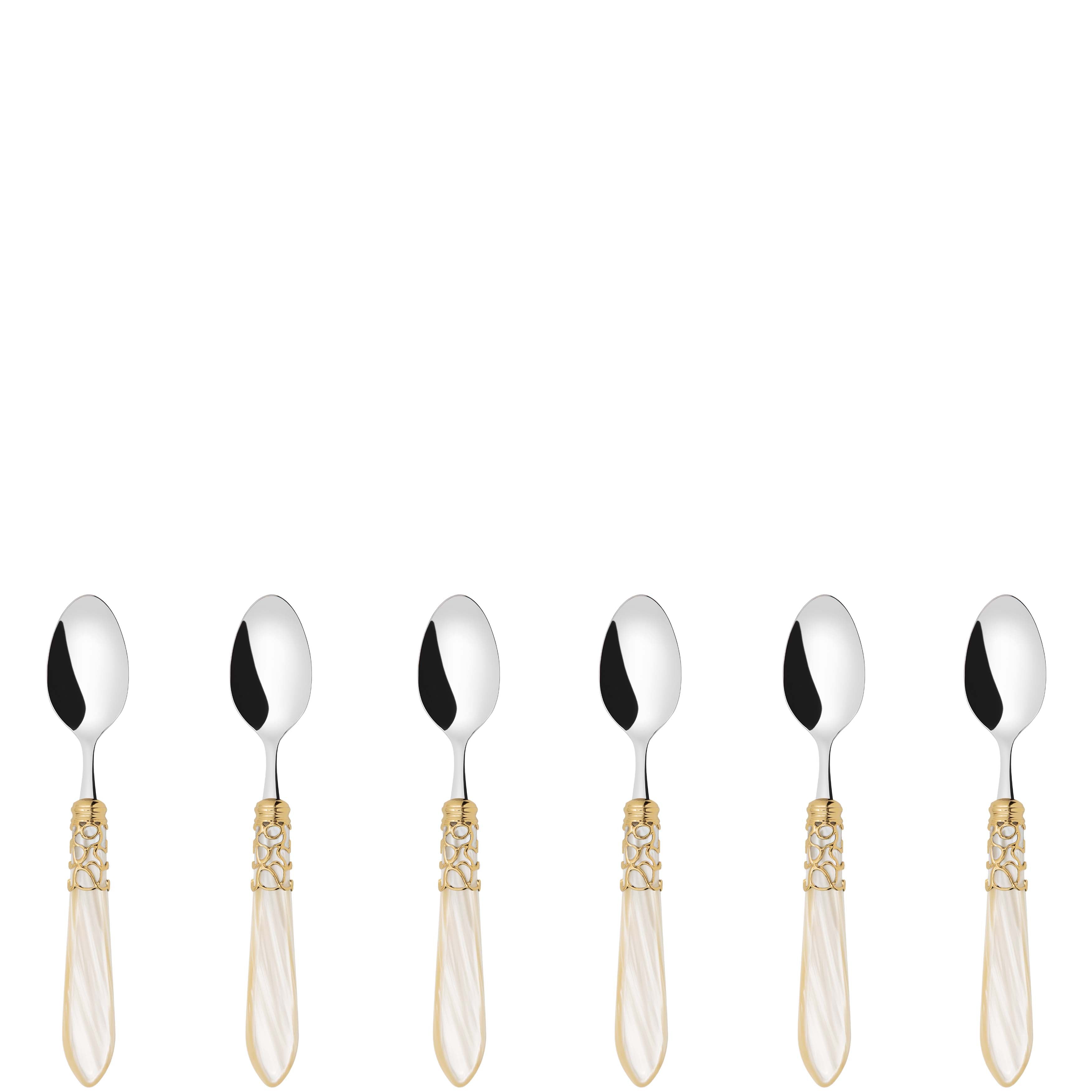 Melodia Gold 6 Piece Moka Spoon Set in gift box ivory