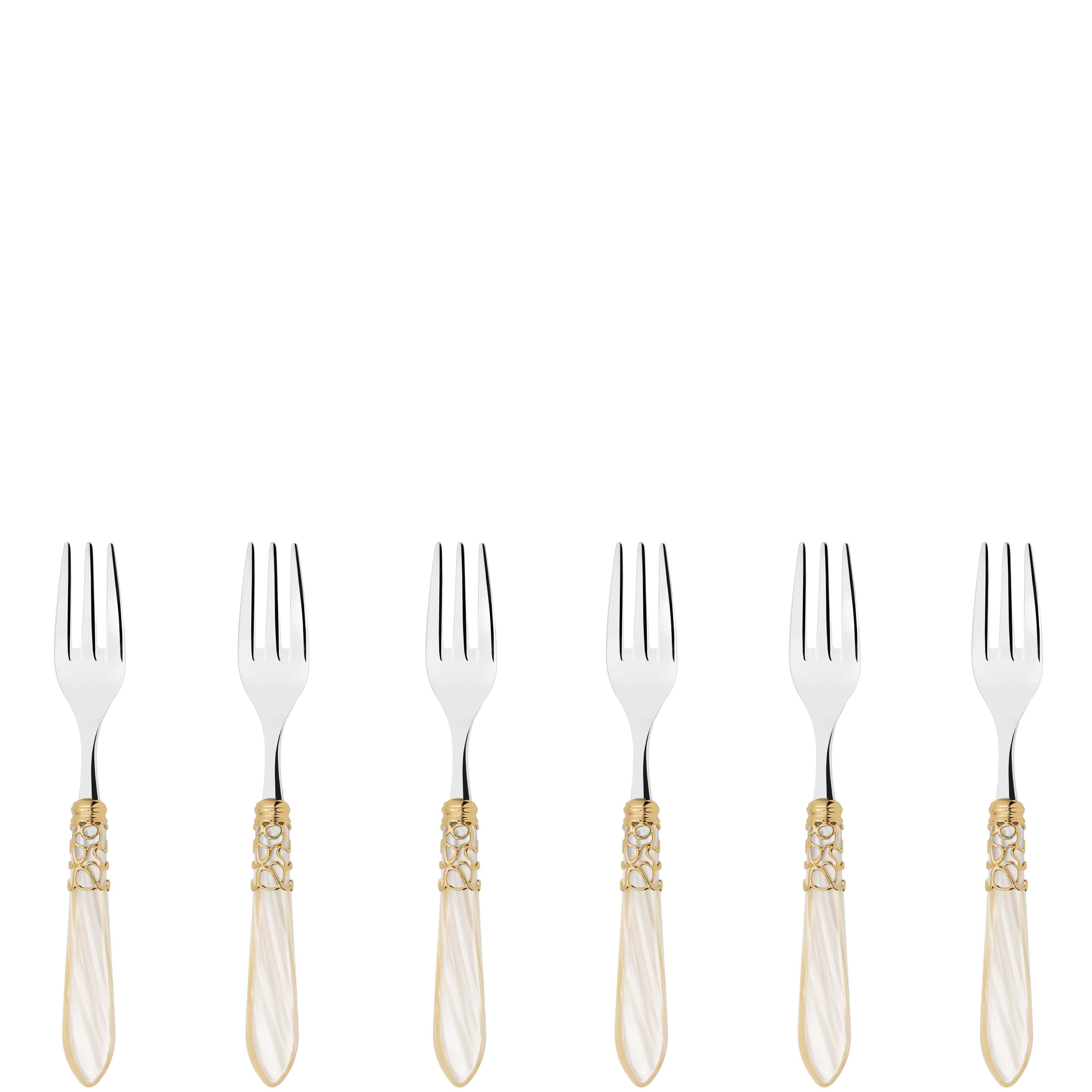 Melodia Gold Cake / Cocktail / Cake Fork Set -  ivory