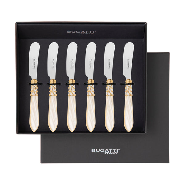 Melodia Gold Spreader / Butter Knife Set -  Ivory