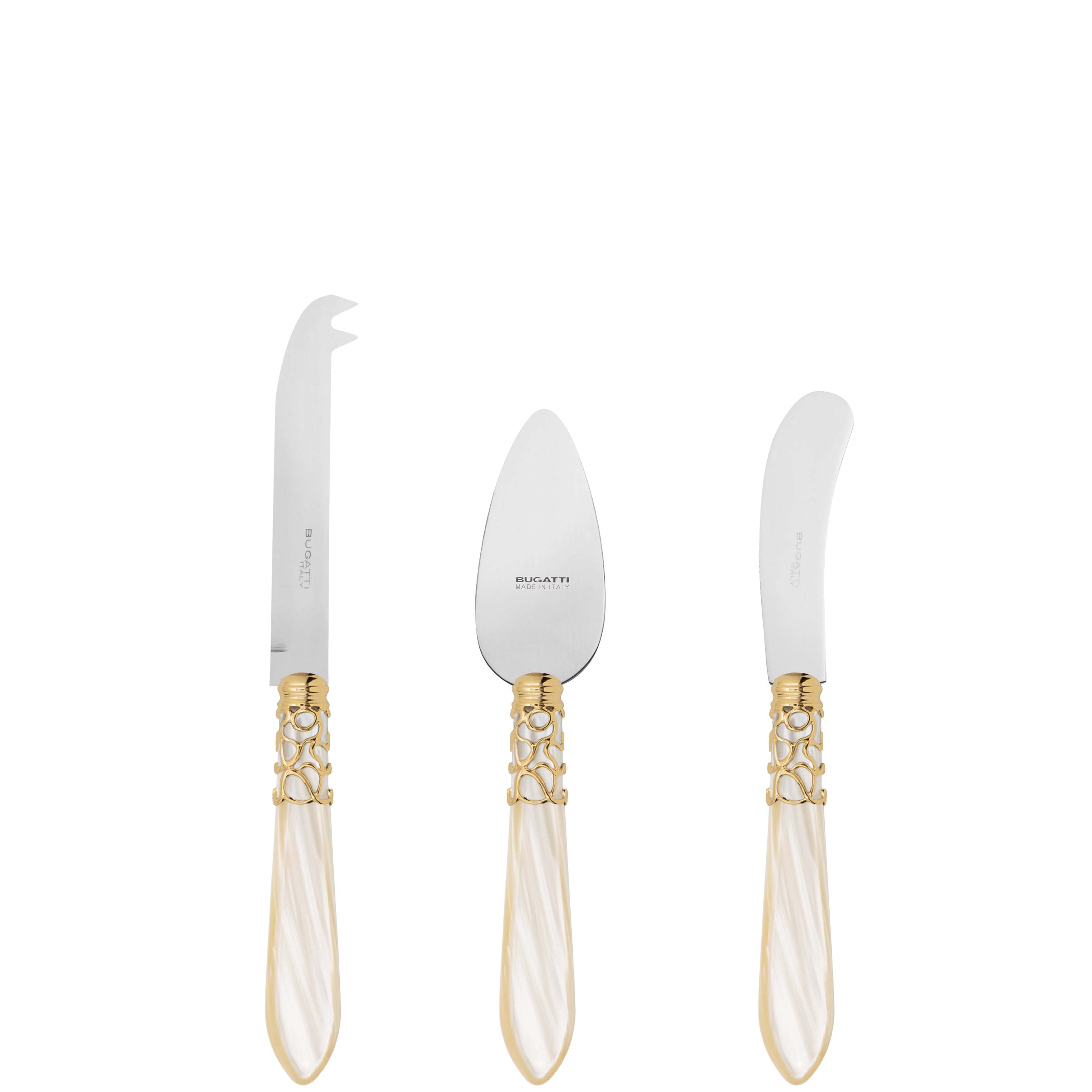 Melodia Gold 3 Piece Cheese Knife Set - ivory