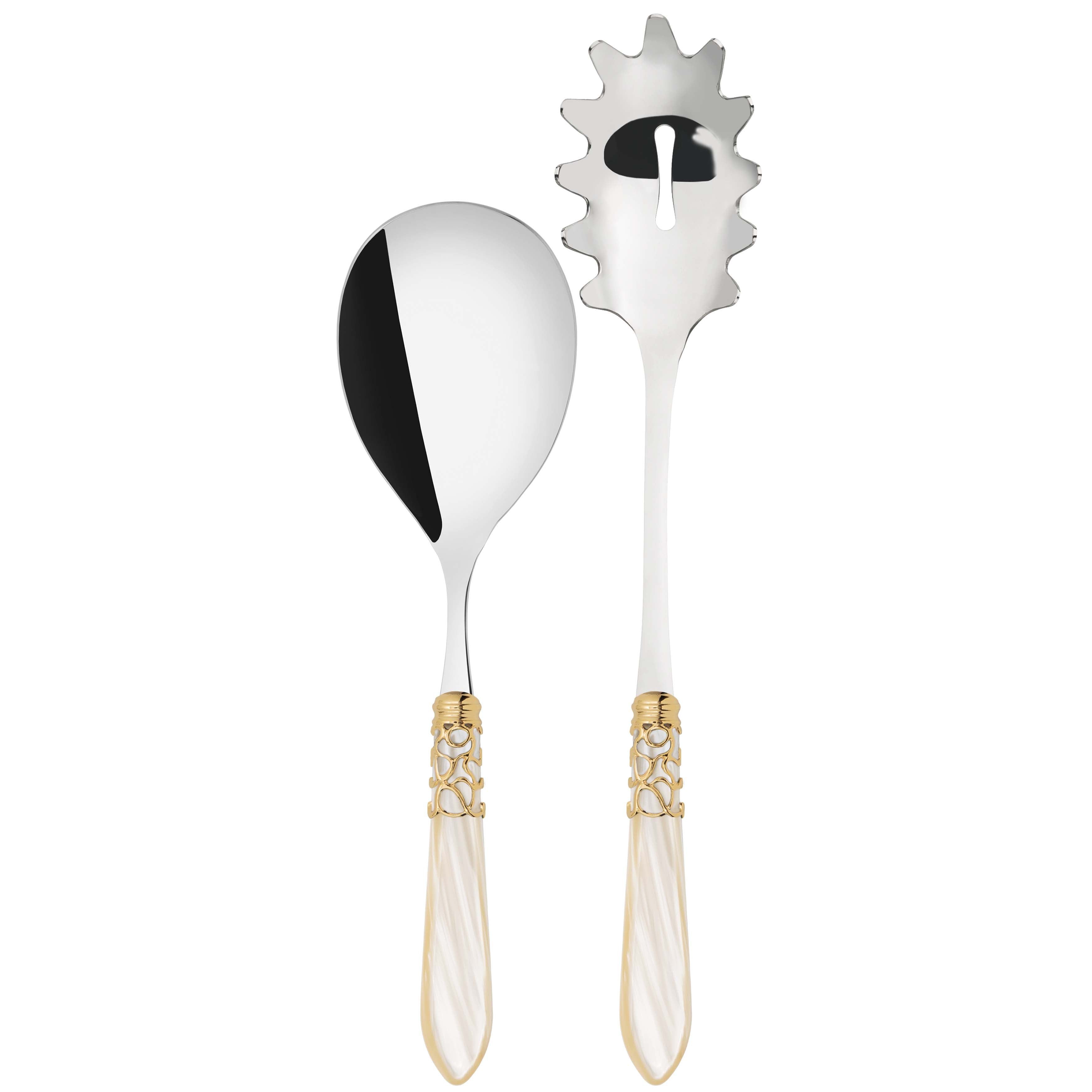 Melodia Gold 2 Piece Pasta Set in gift box - ivory