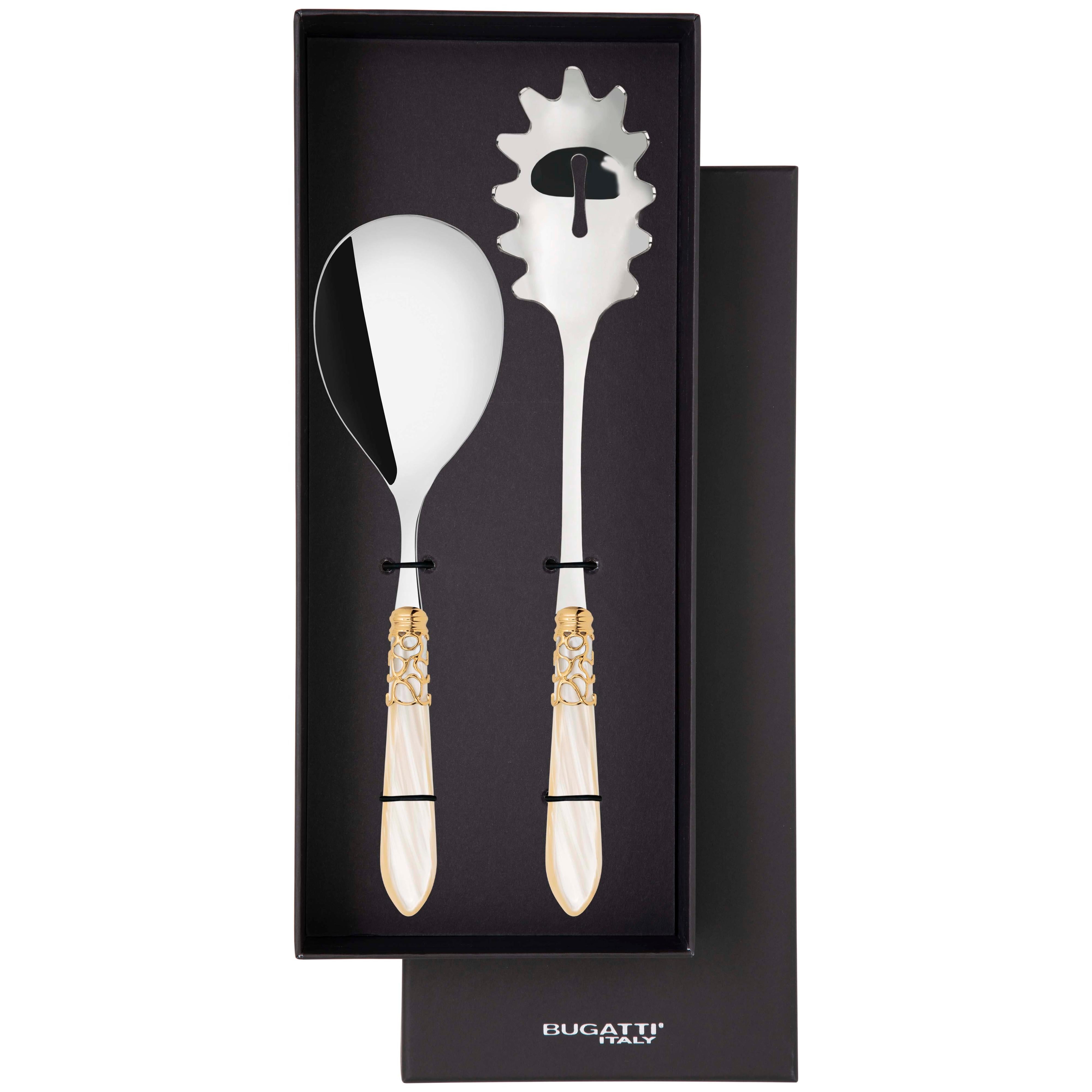 Melodia Gold 2 Piece Pasta Set in gift box - ivory