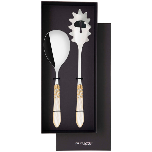 Melodia Gold 2 Piece Pasta Set in gift box - Ivory