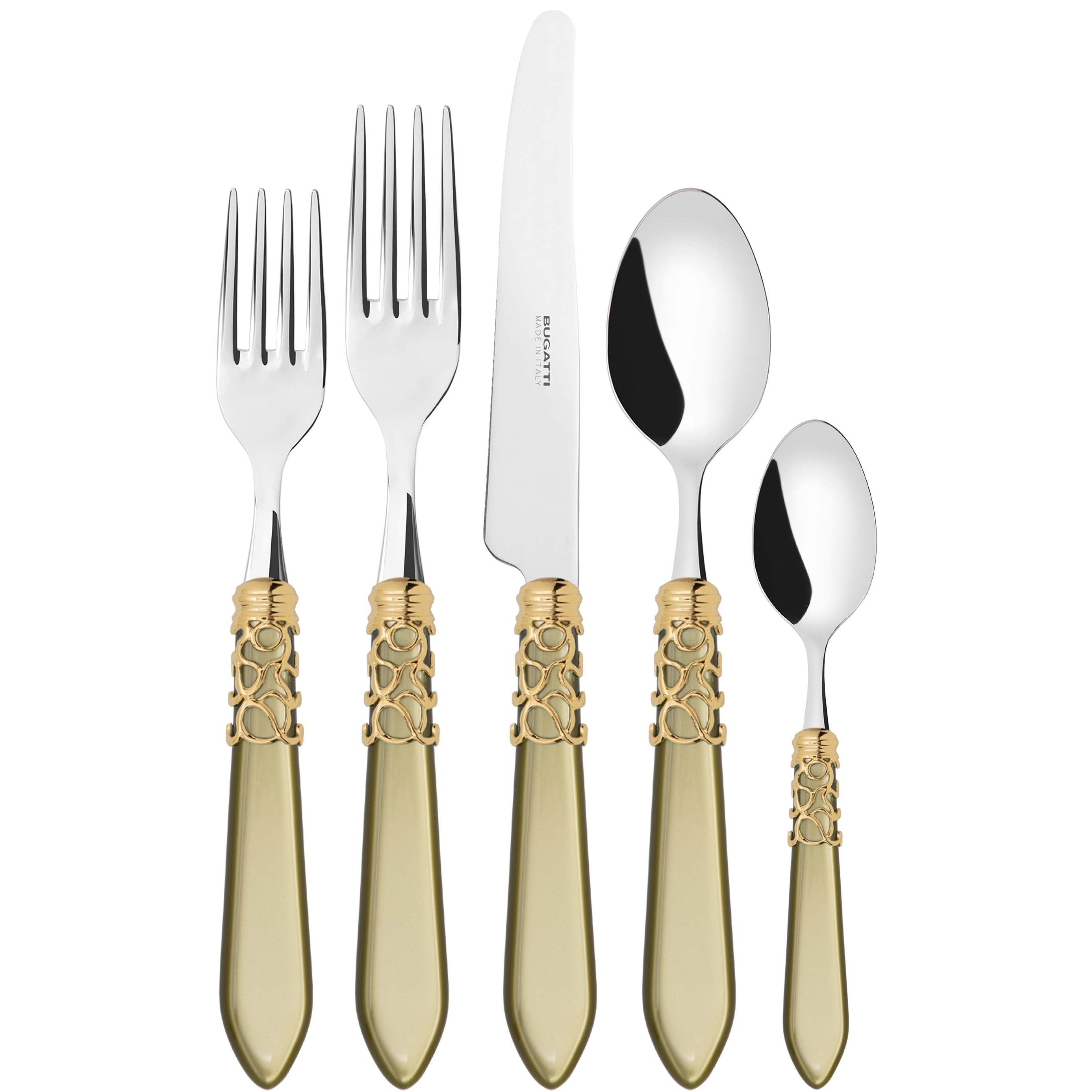 Melodia Gold 5 Piece Place setting - Chartreuse Green