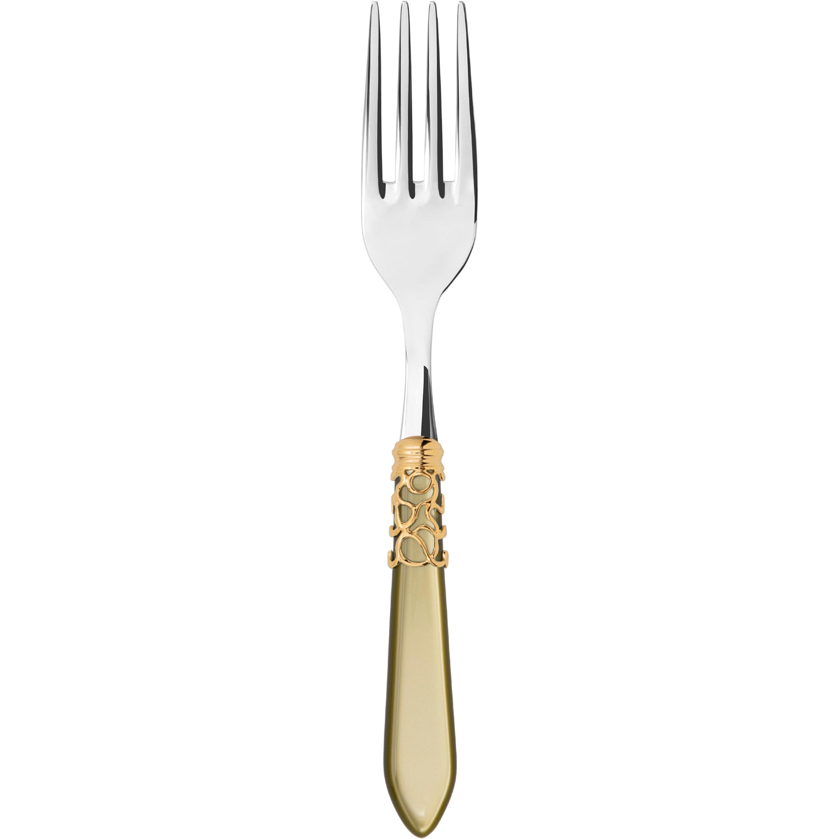 Melodia Gold Serving Fork - chartreuse green