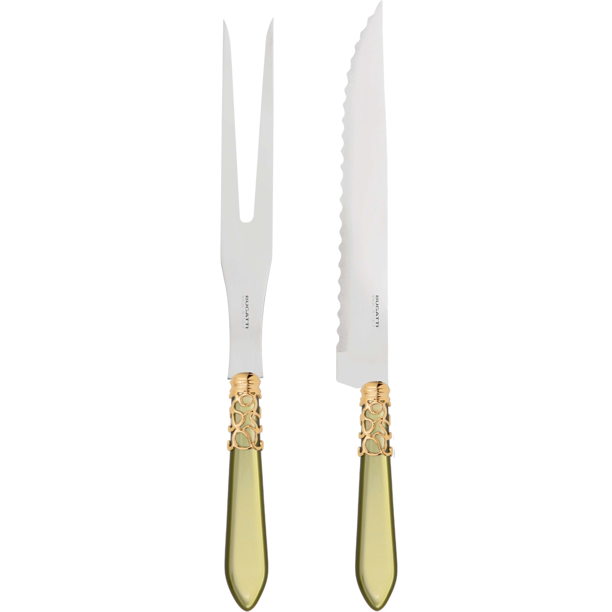 Melodia Gold Roast Carving Set - Chartreuse Green