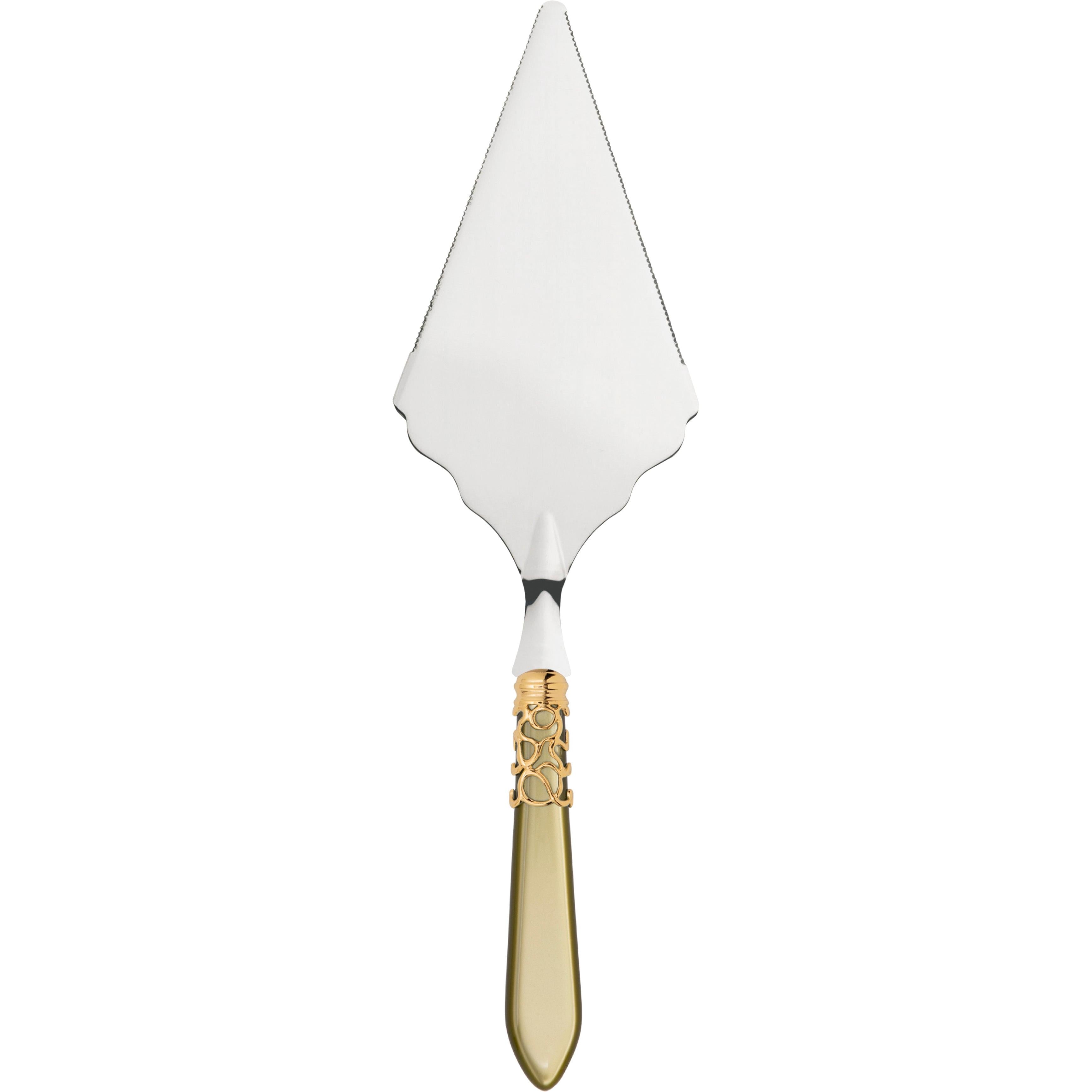 Melodia Gold Large Cake Server Serrated - chartreuse green