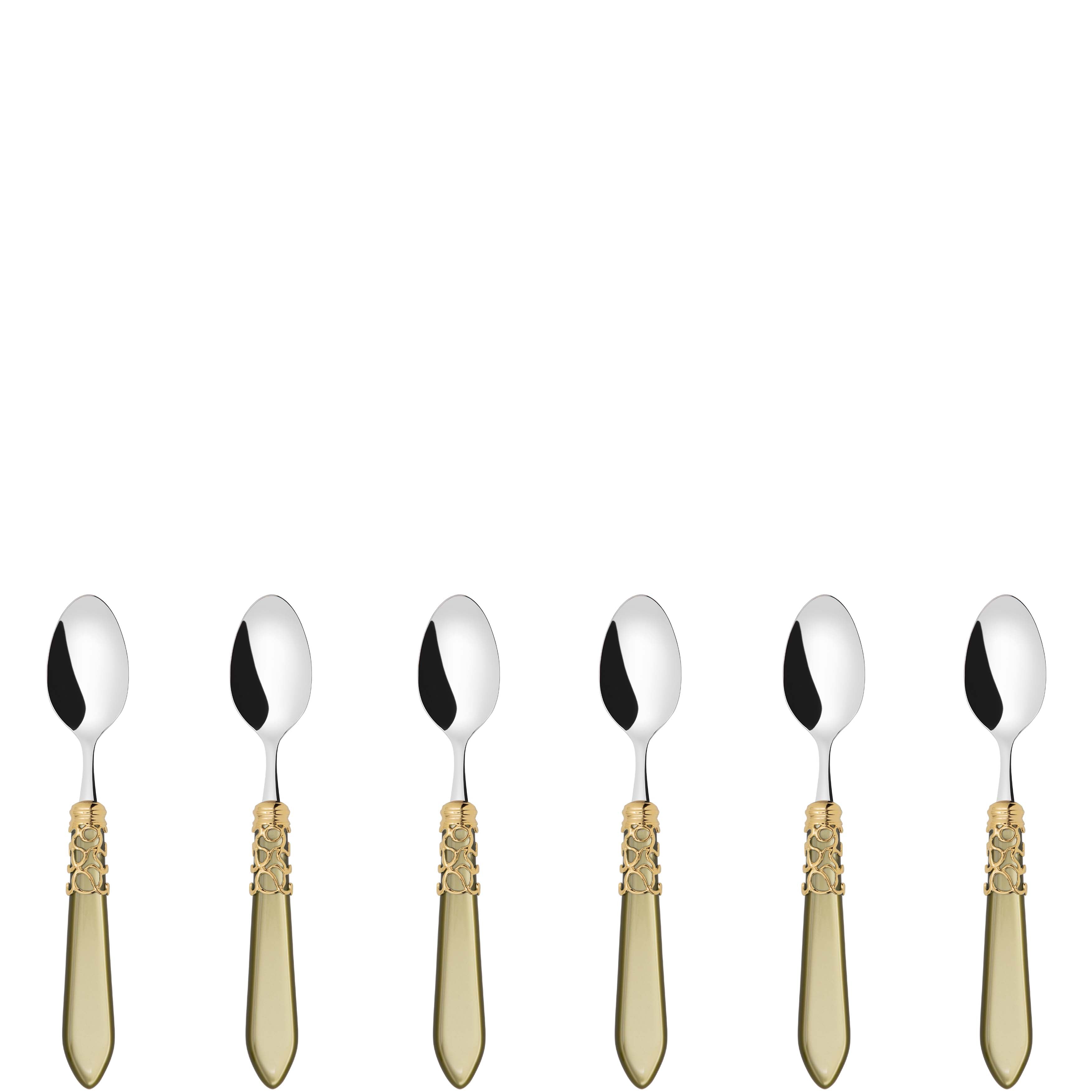 Melodia Gold 6 Piece Moka Spoon Set in gift box chartreuse green