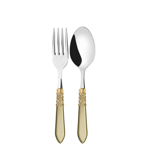Melodia Gold 2 Piece Serving Set - Chartreuse Green