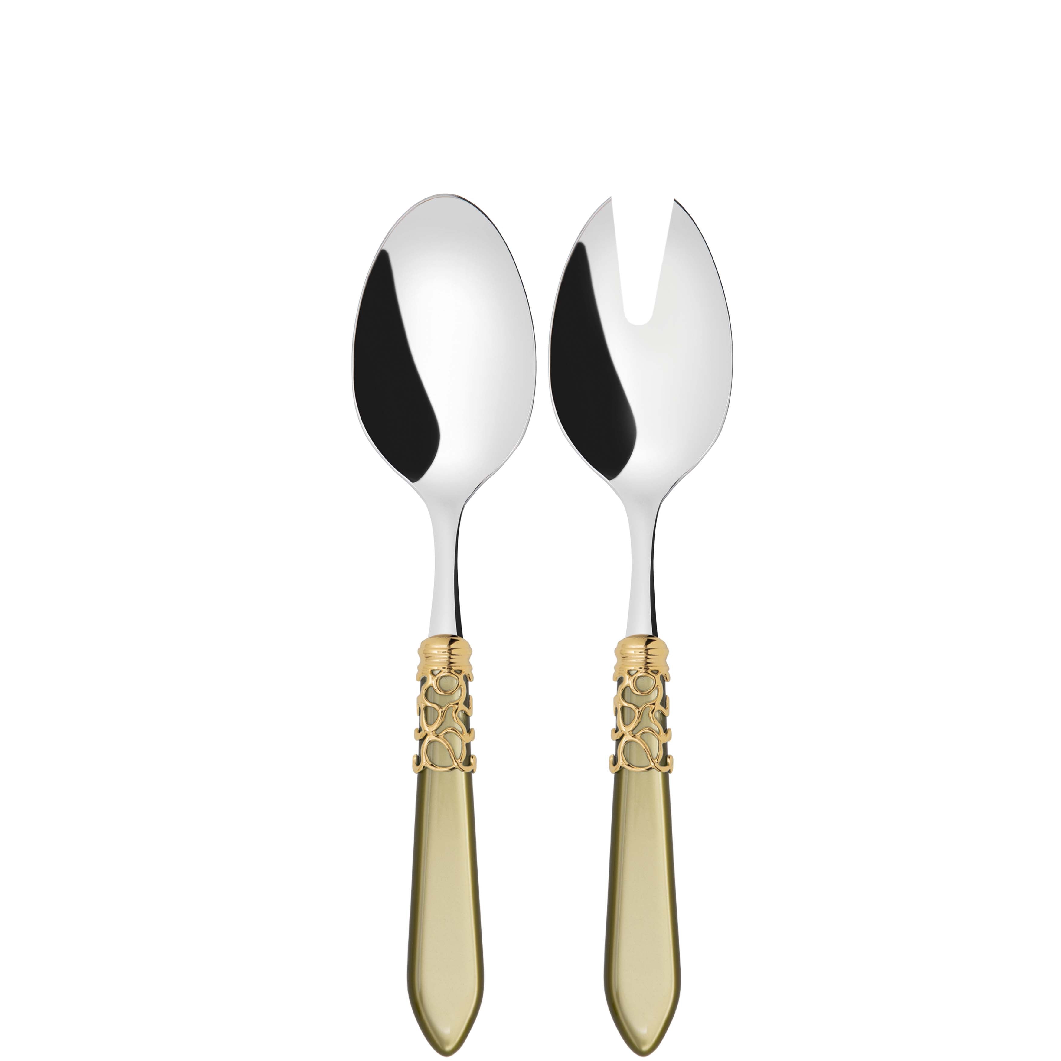 Melodia Gold 2 Piece Salad Servers - Chartreuse Green