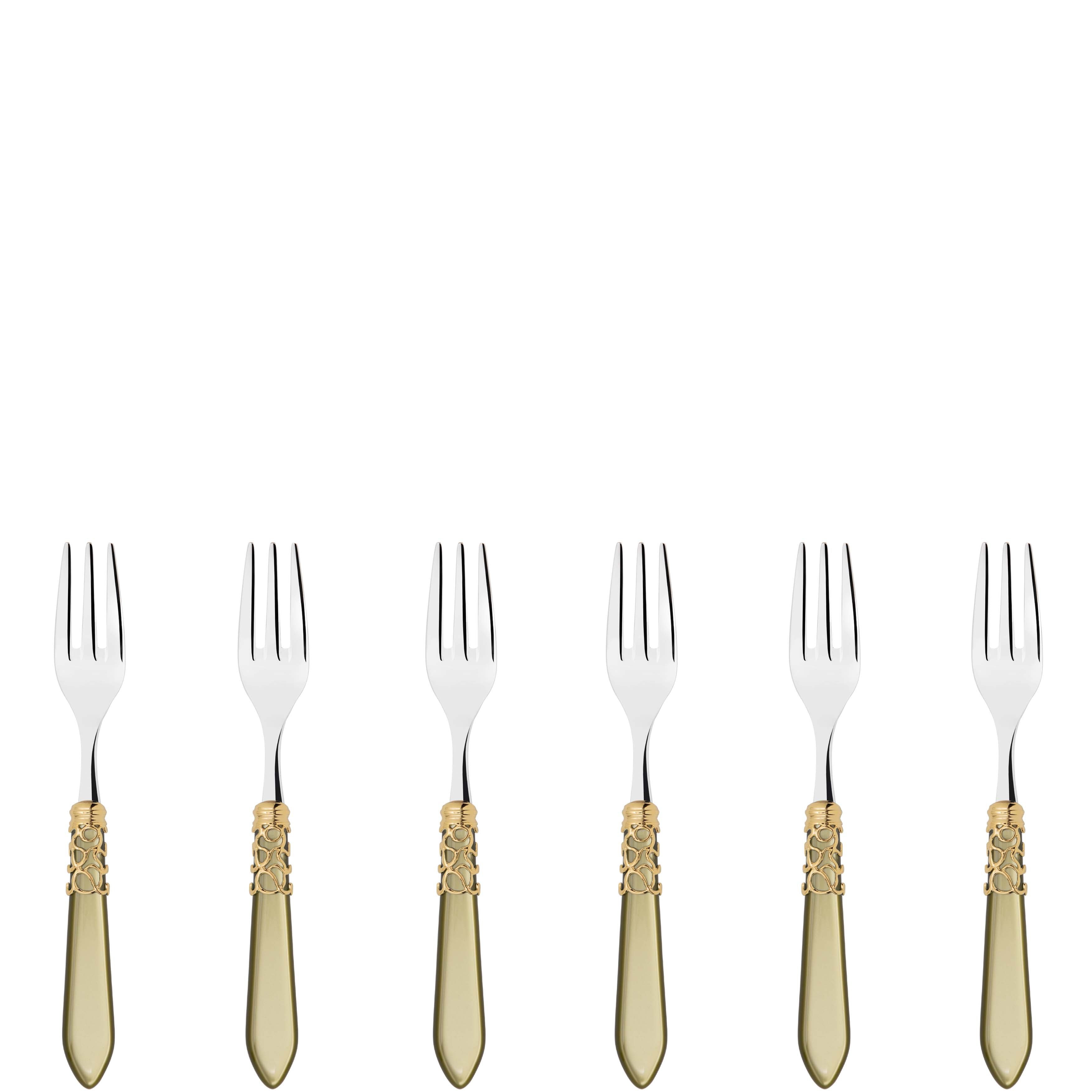 Melodia Gold Cocktail / Cake Fork Set in gift box - chartreuse green