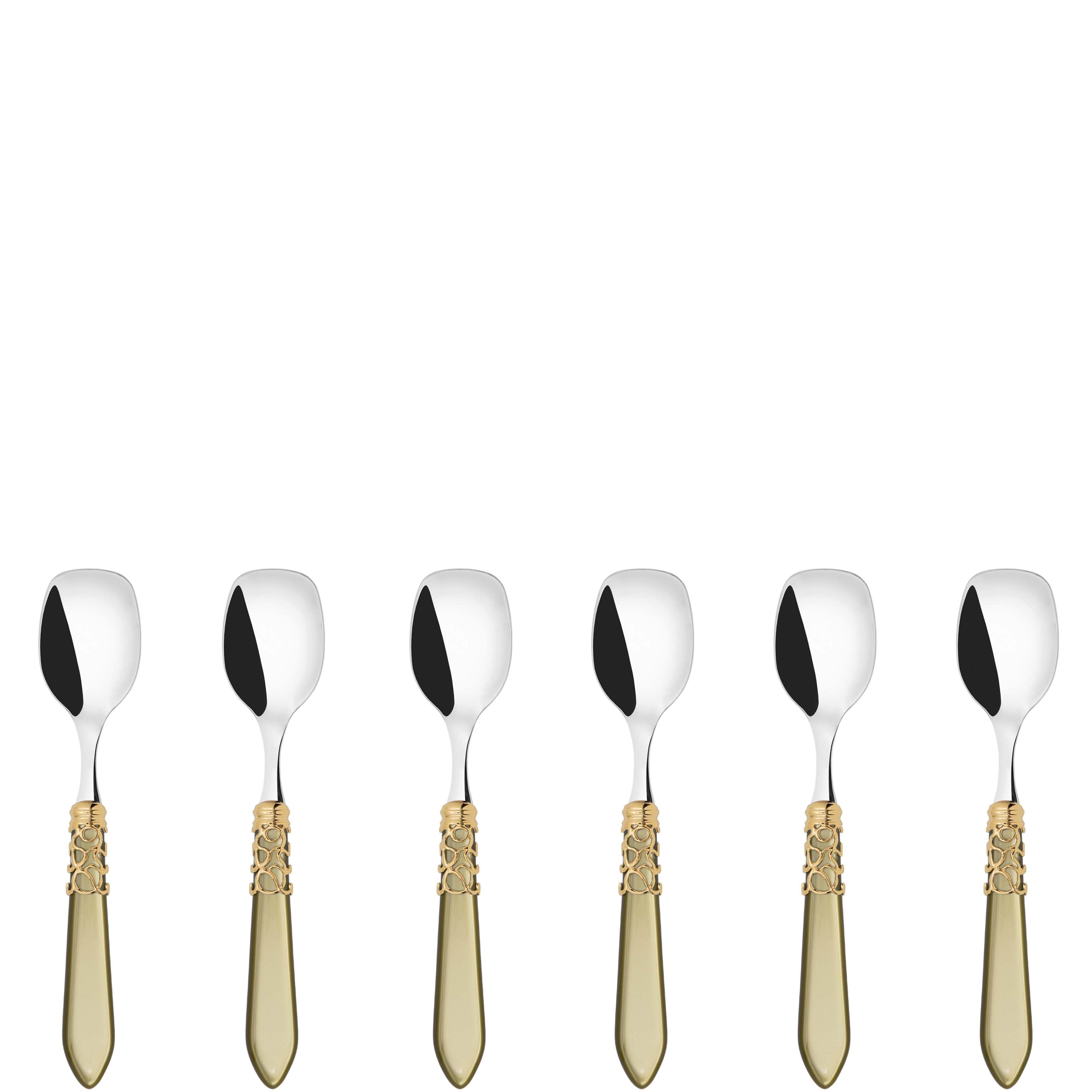 Melodia Gold Ice Cream Spoons Set in gift box - chartreuse green