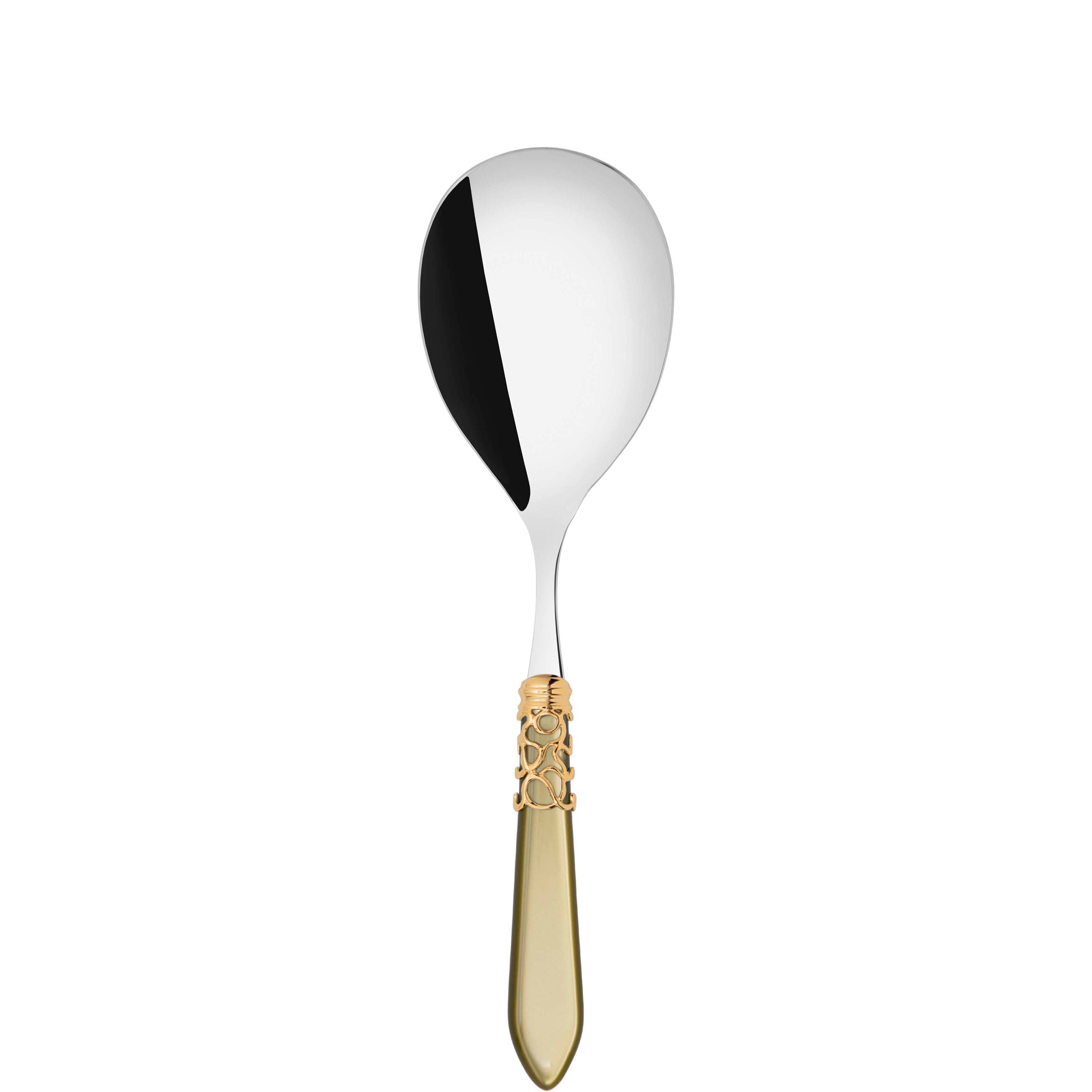 Melodia Gold Rice Casserole Serving Spoon in gift box - chartreuse green