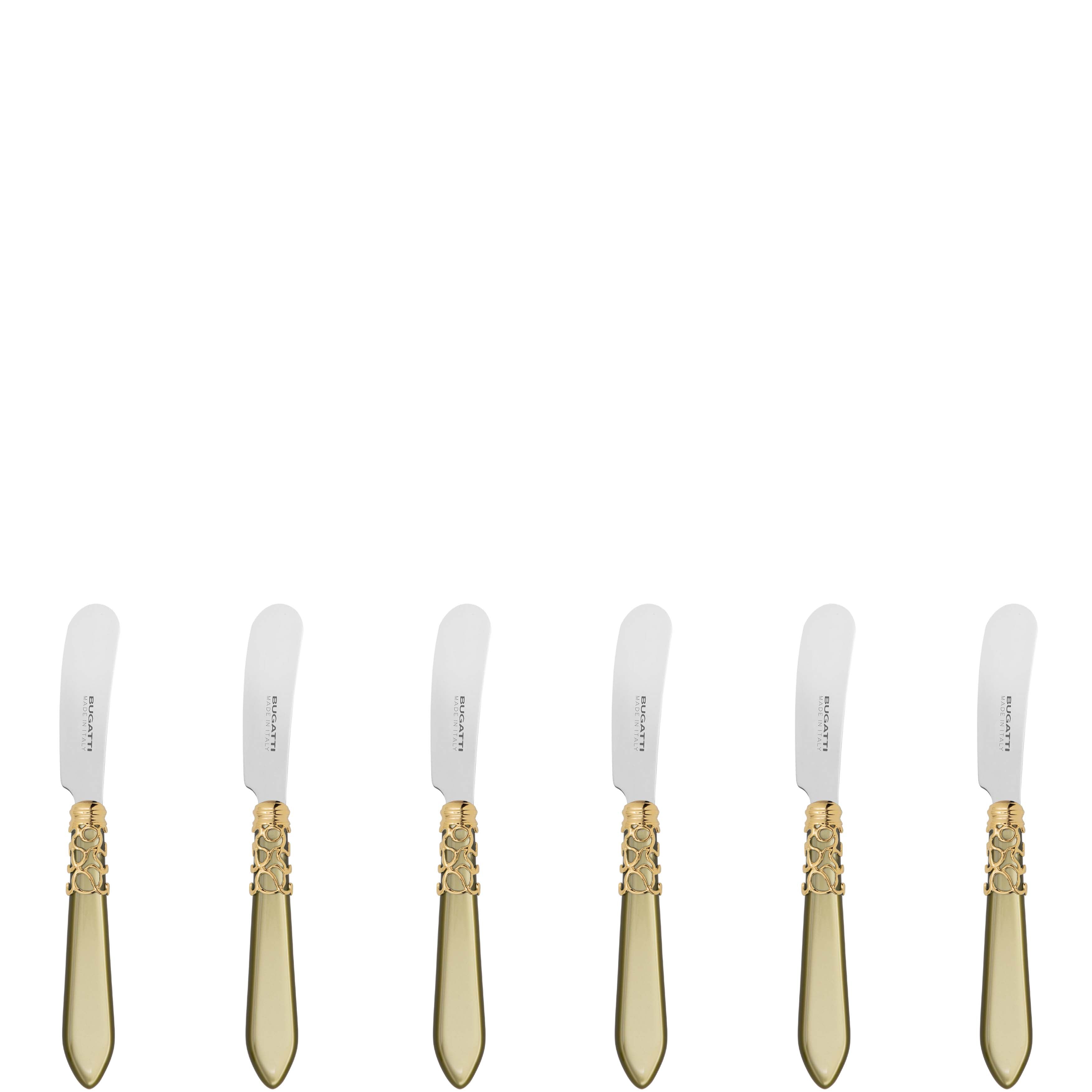 Melodia Gold Spreader / Butter Knife Set - chartreuse green