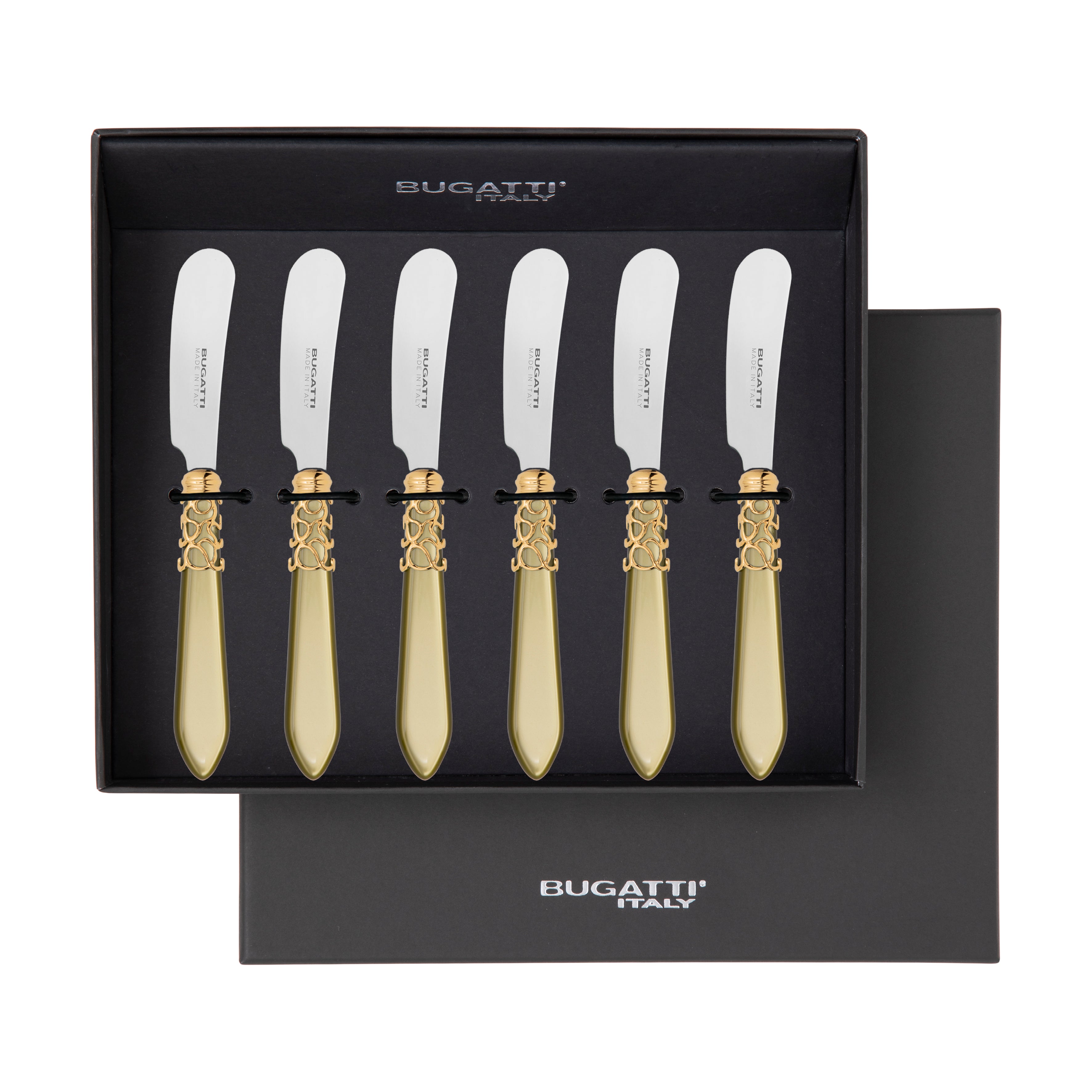 Melodia Gold Spreader / Butter Knife Set - chartreuse green