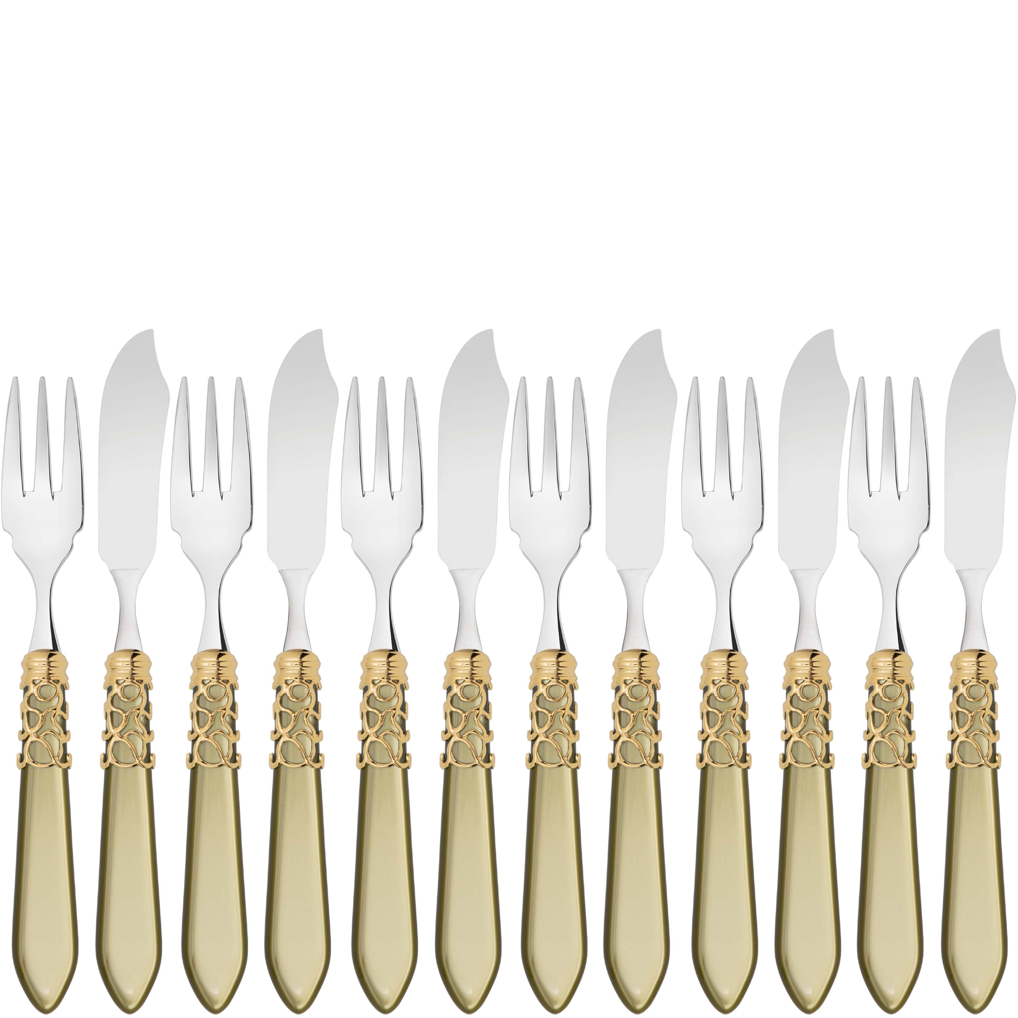 Melodia Gold 12 Piece Fish Set - chartreuse green