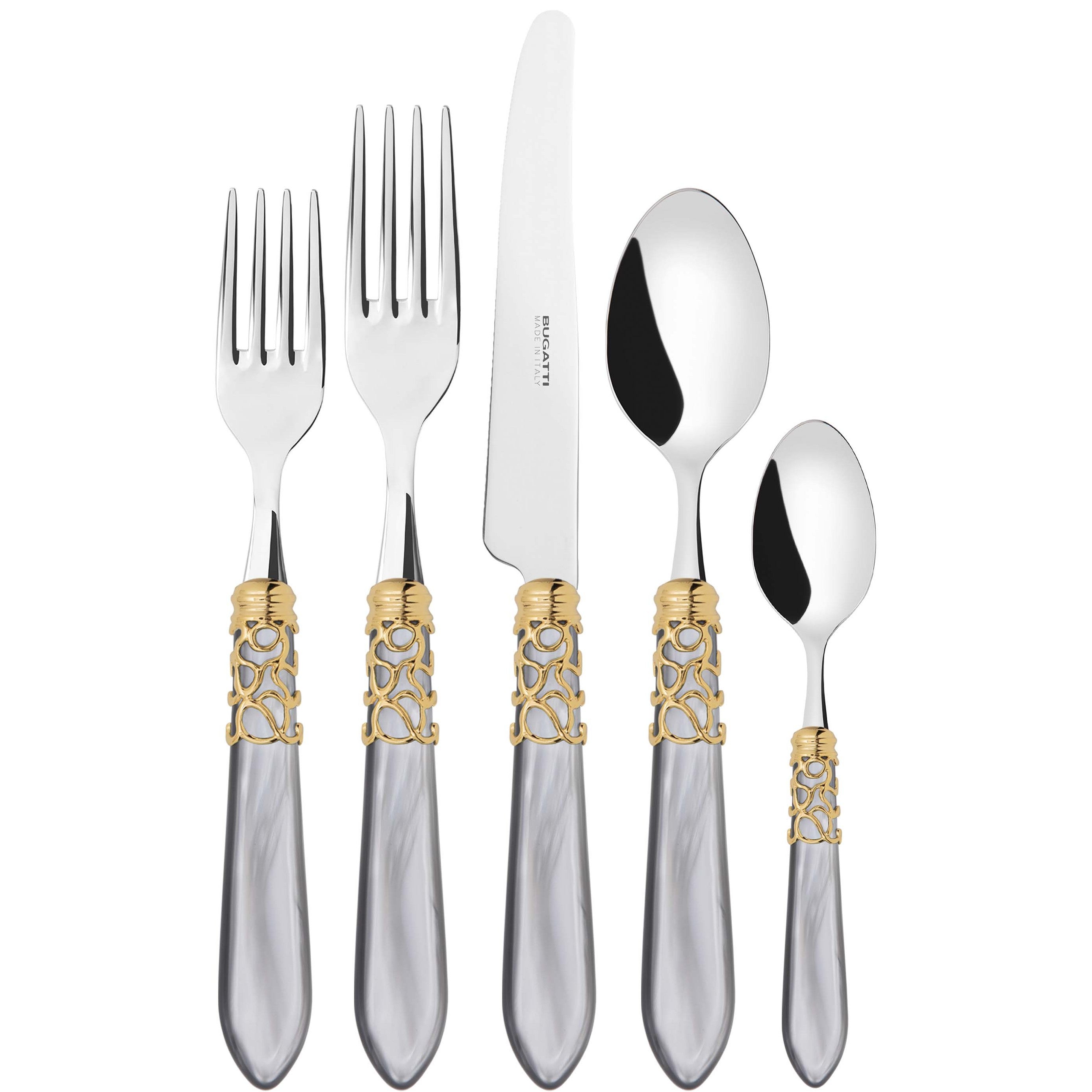 Melodia Gold 5 Piece Place setting - gray-Casa Bugatti USA