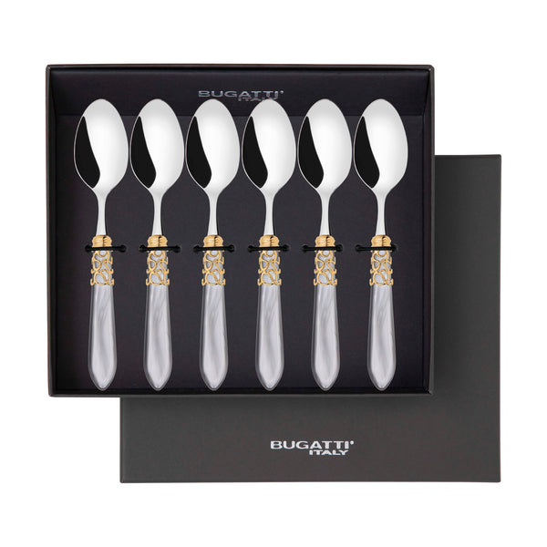 Melodia Gold 6 Piece Coffee Spoon Set in gift box - Gray