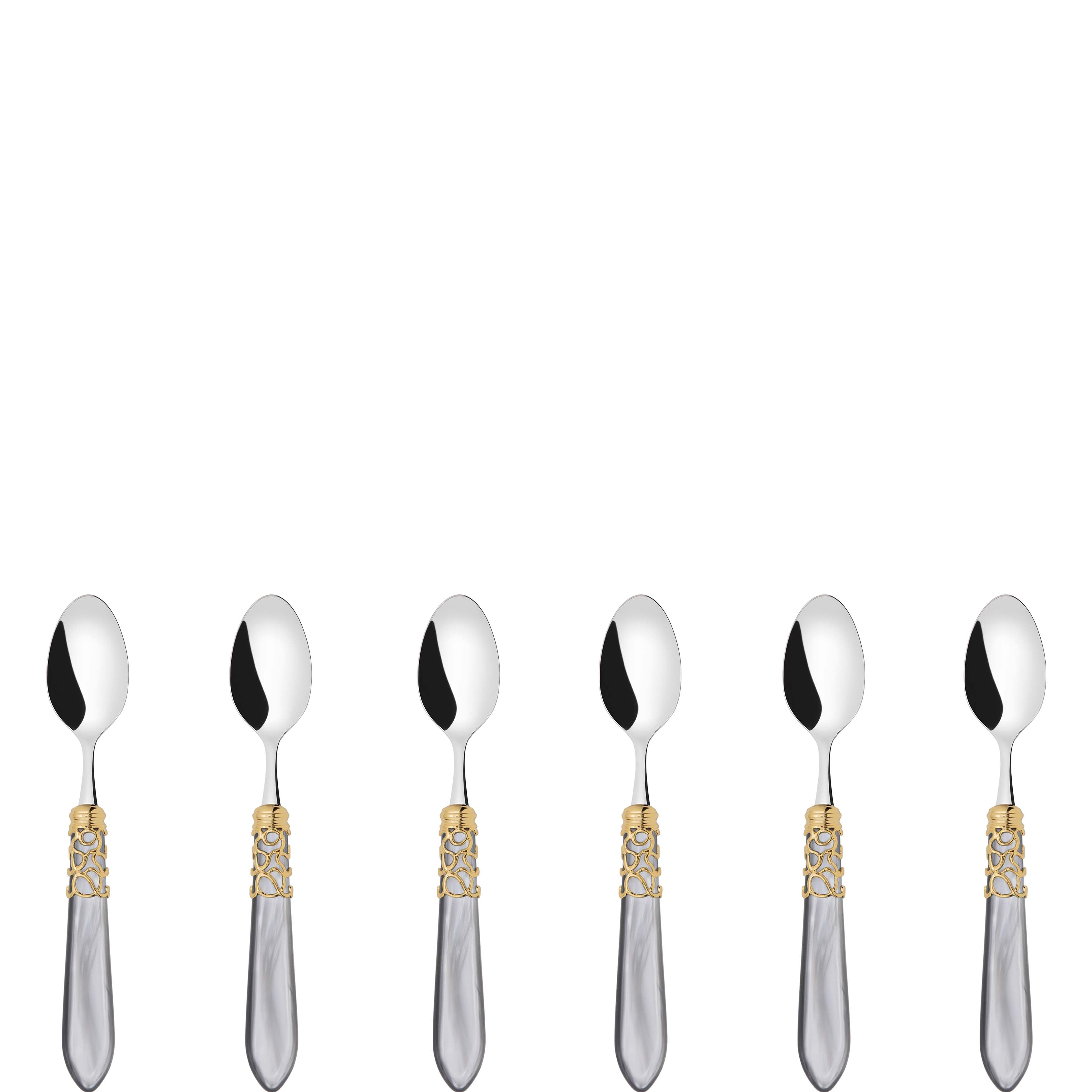 Melodia Gold 6 Piece Moka Spoon Set in gift box gray