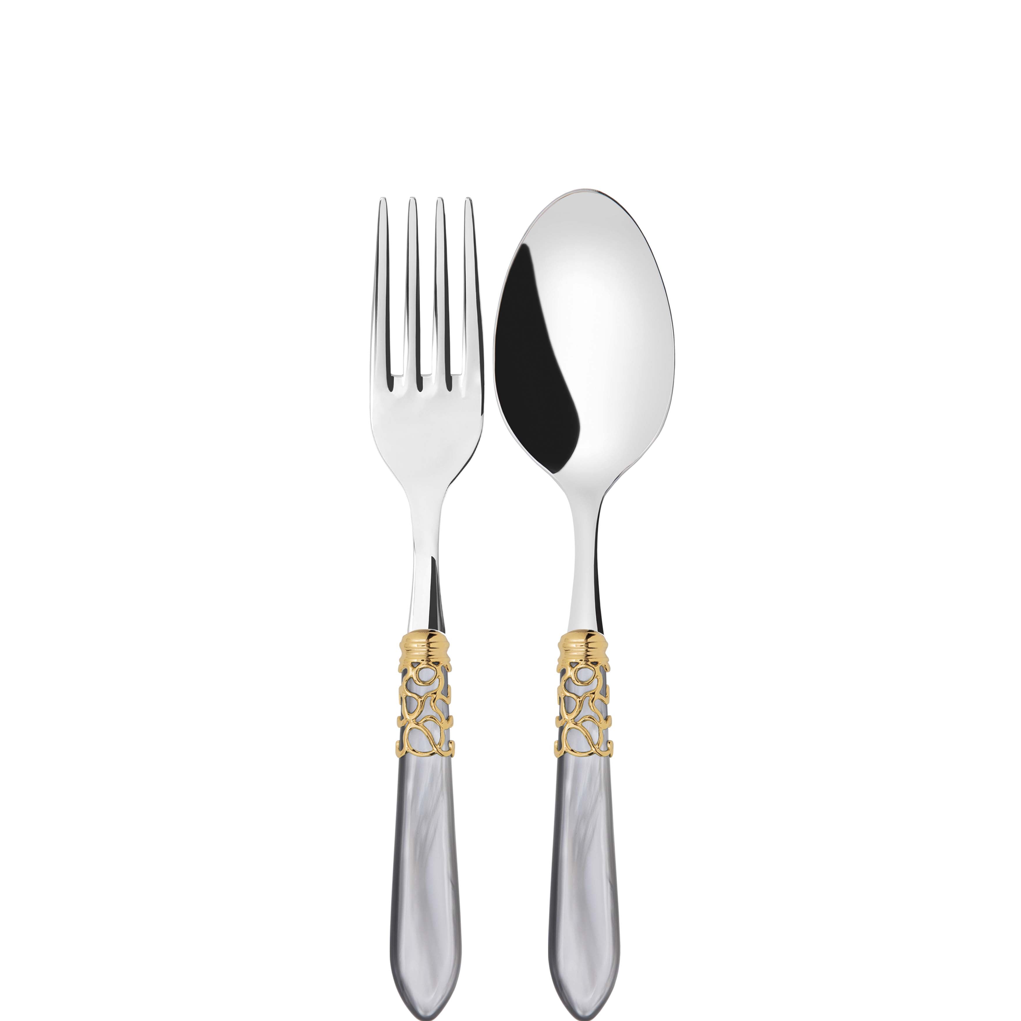 Melodia Gold 2 Piece Serving Set - Gray