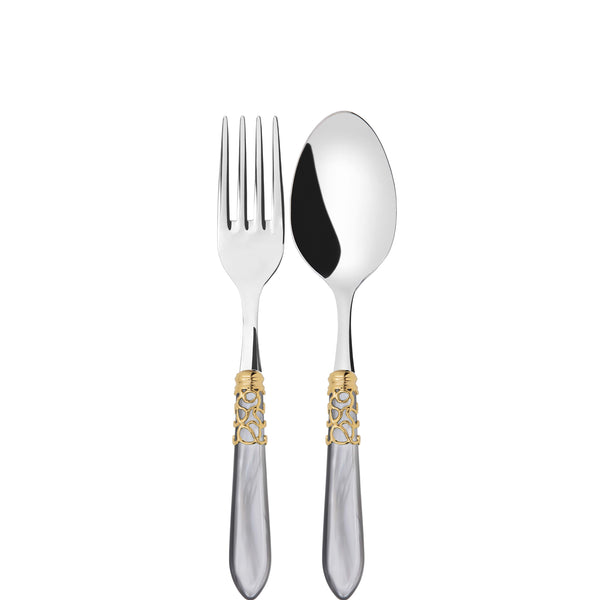 Melodia Gold 2 Piece Serving Set - Gray