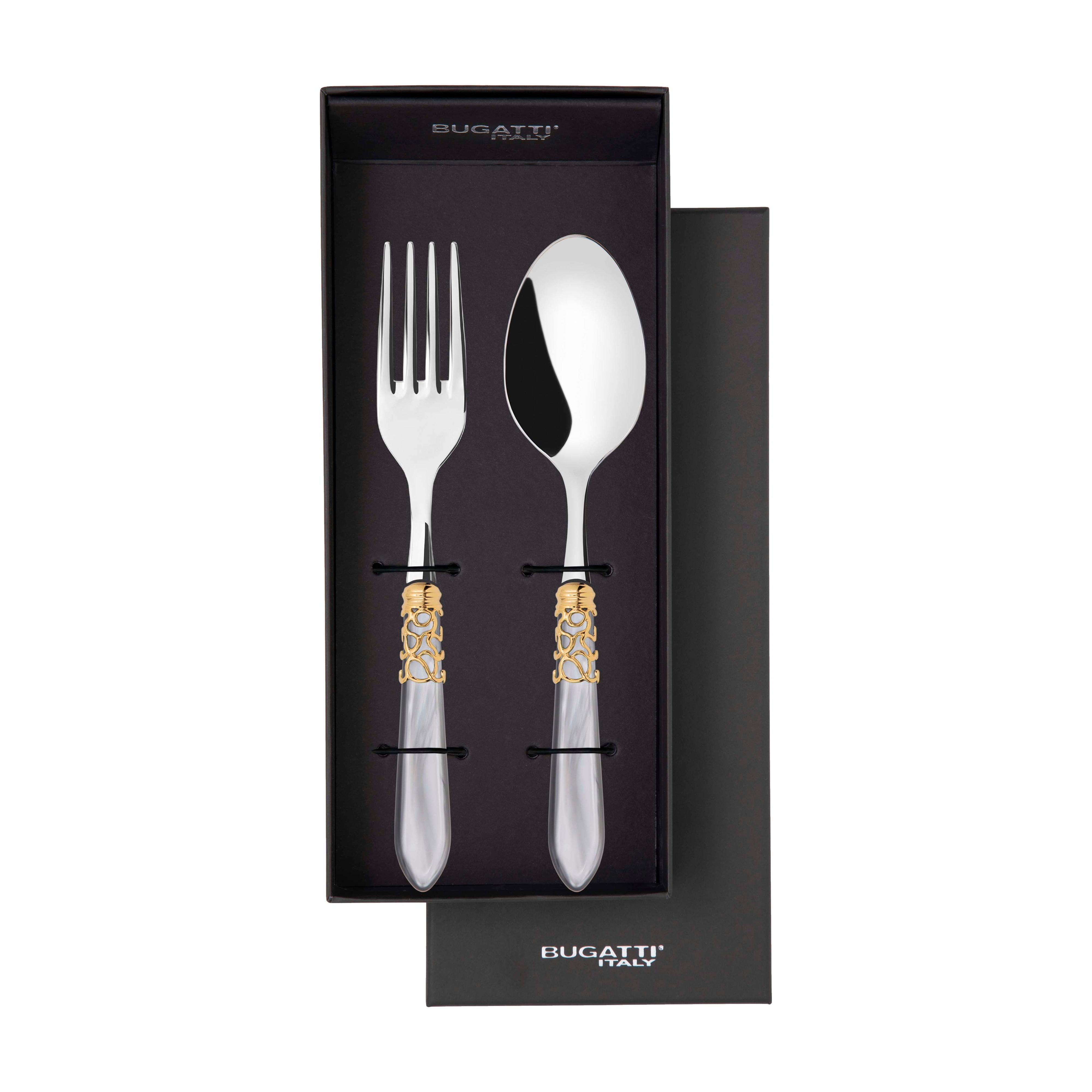 Melodia Gold 2 Piece Serving Set - Gray