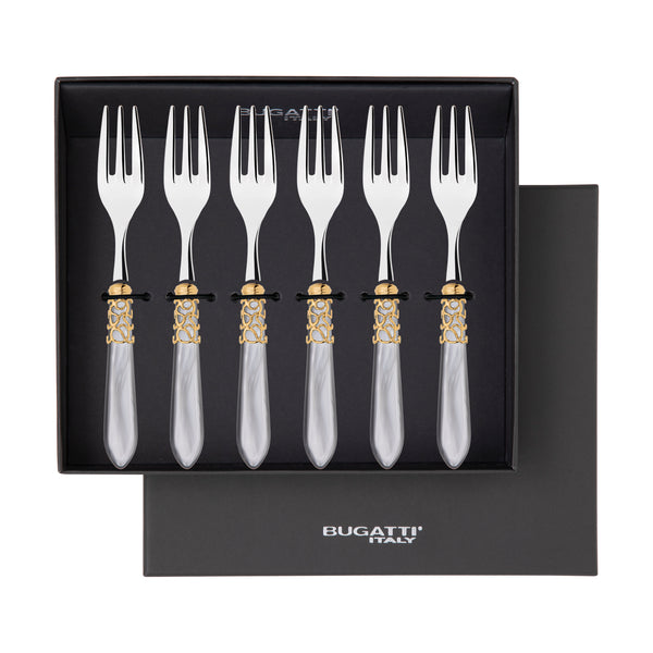 Melodia Gold Cocktail / Cake Fork Set in gift box - Gray