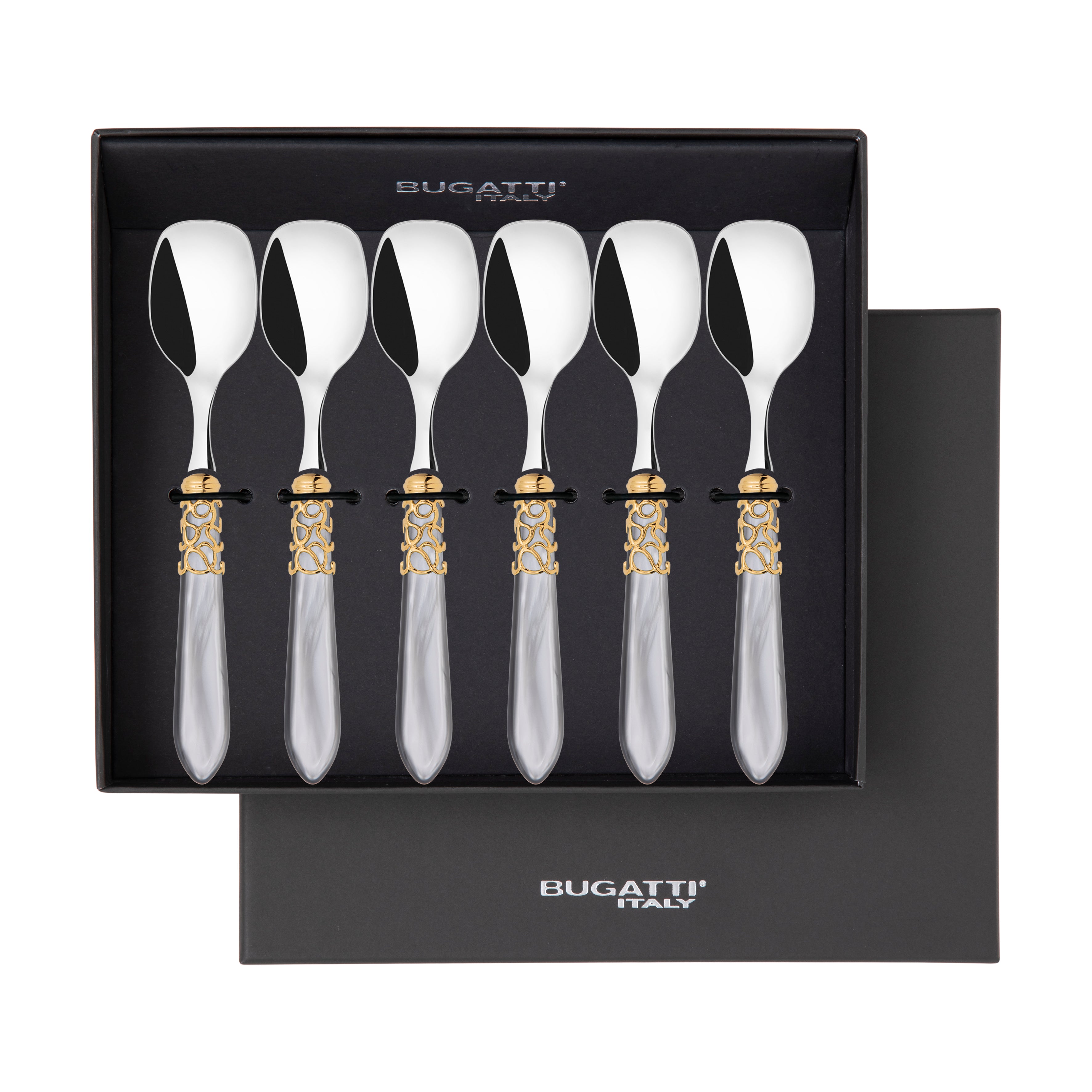 Melodia Gold Ice Cream Spoons Set in gift box - gray