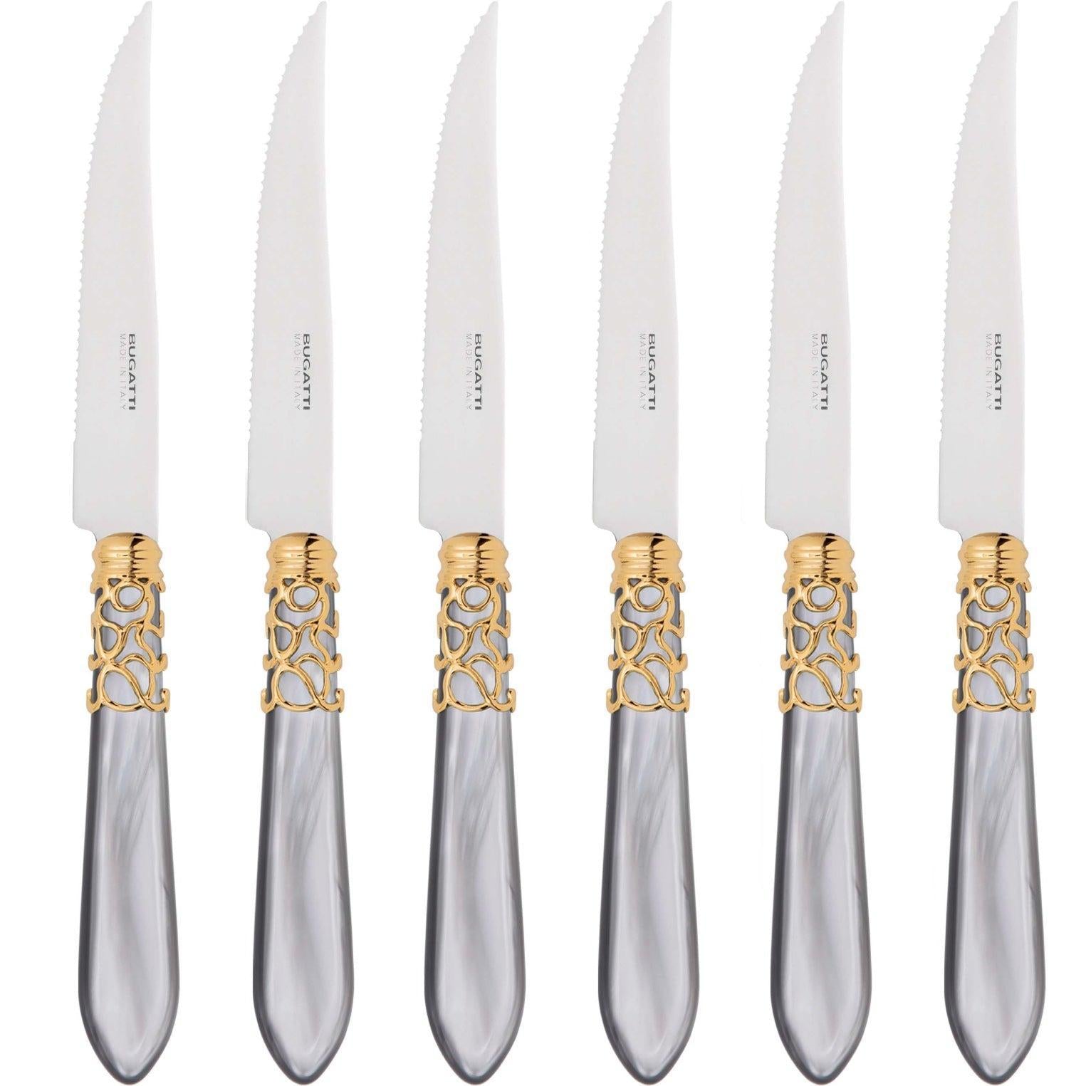 Melodia Gold 6 Piece Steak knife Set - Gray