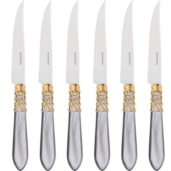 Melodia Gold 6 Piece Steak knife Set - Gray