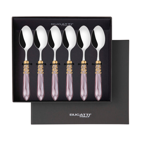 Melodia Gold 6 Piece Coffee Spoon Set in gift box - Lilac